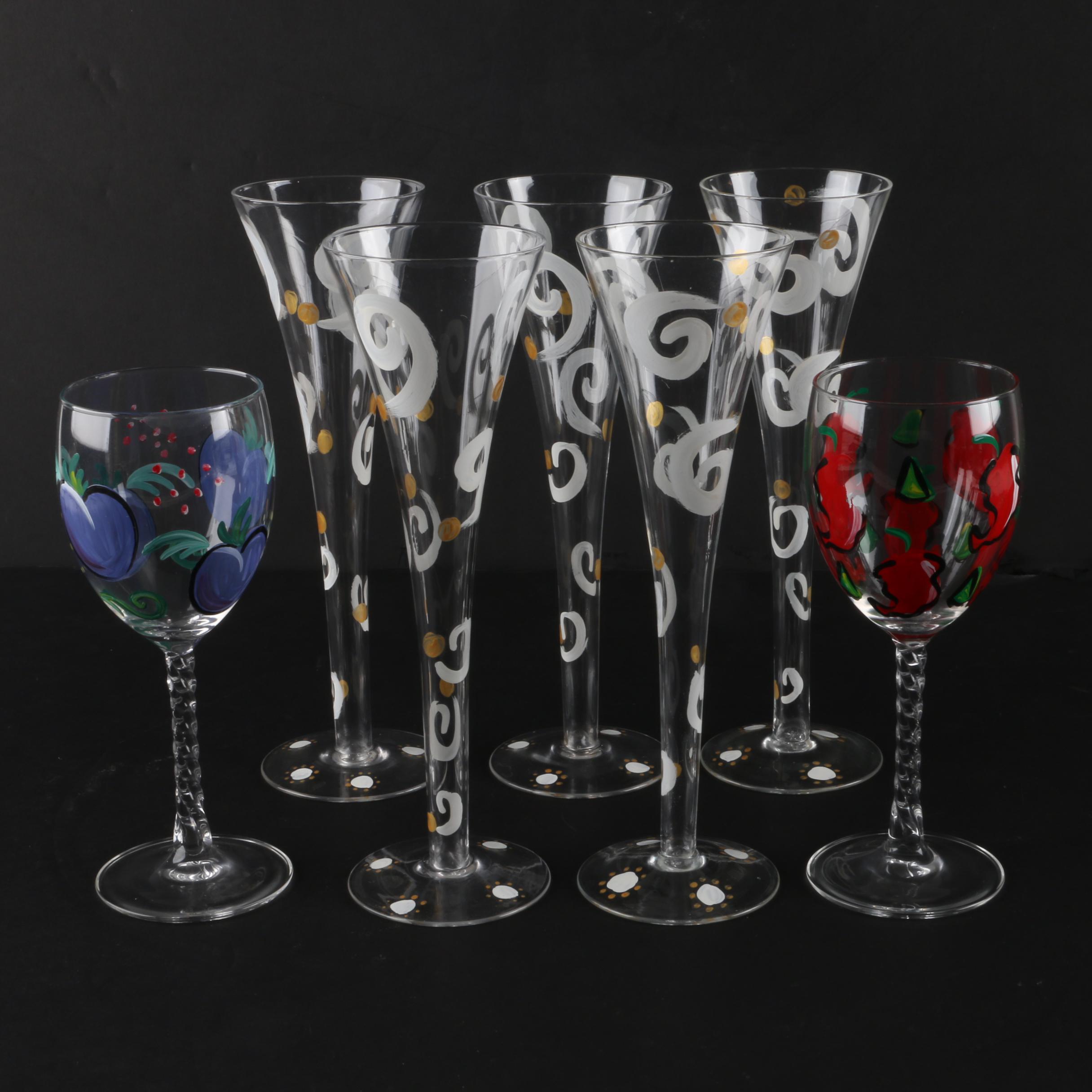 Hand Painted Glass Stemware