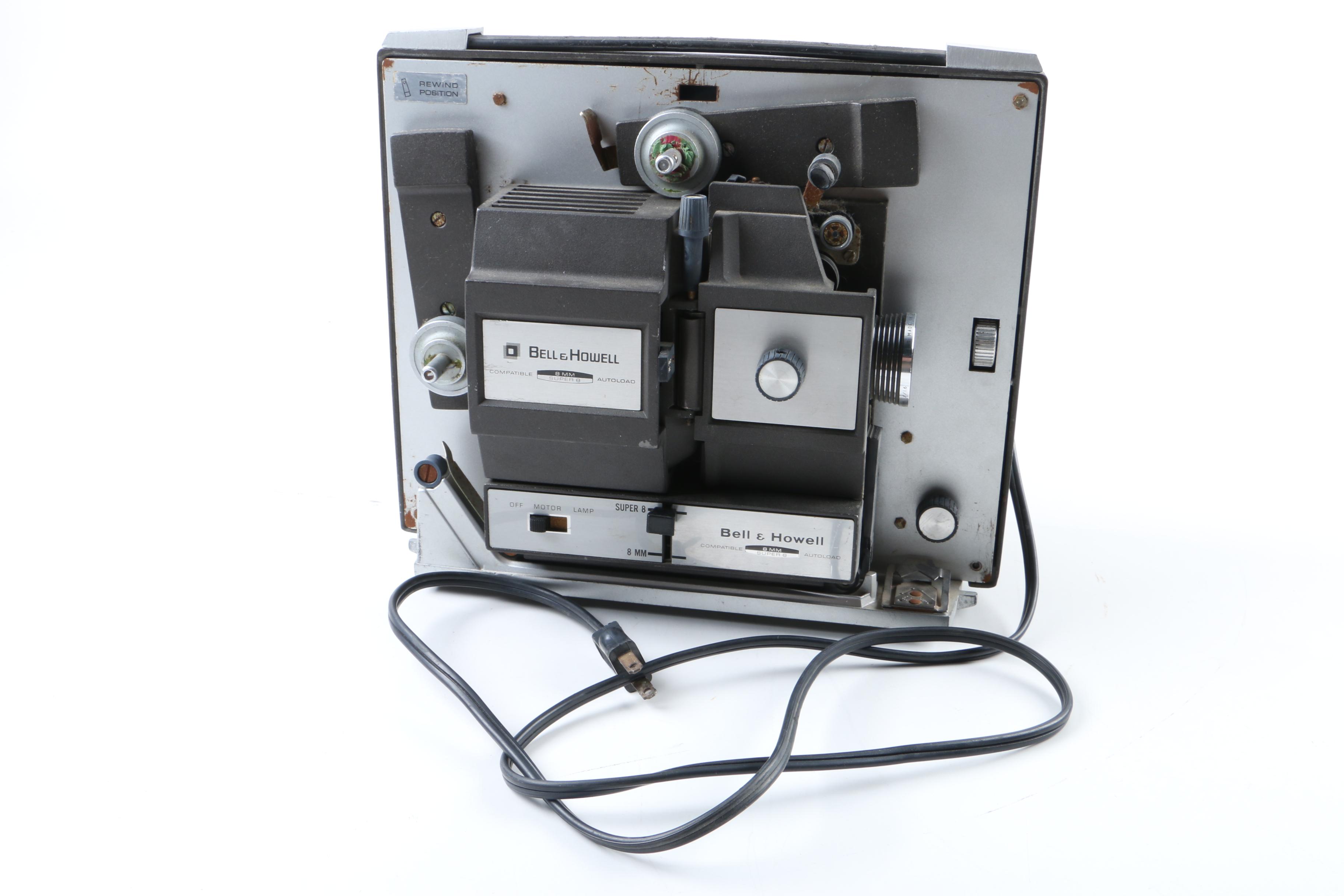 Vintage Bell & Howell Super 8/8mm Projector with Bauer 88B 8mm Movie Camera