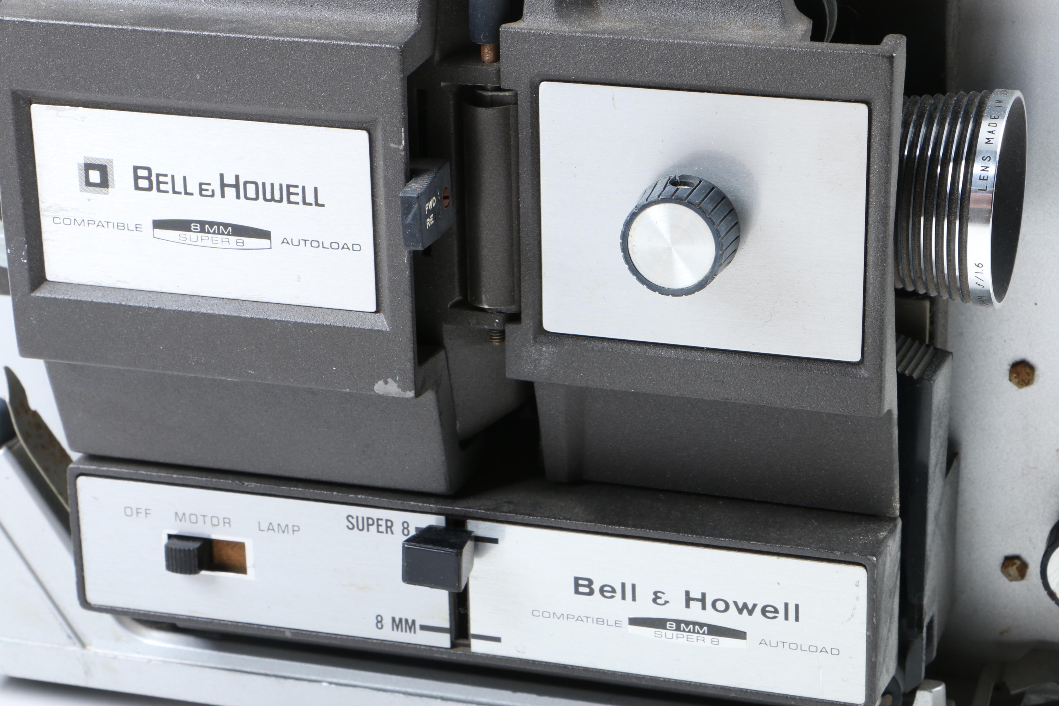 Vintage Bell & Howell Super 8/8mm Projector with Bauer 88B 8mm Movie Camera