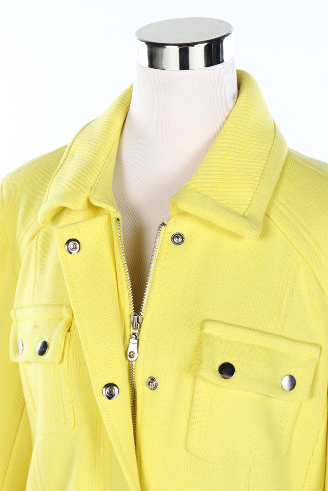 Women's INC International Concepts Yellow Cotton Belted Car Coat