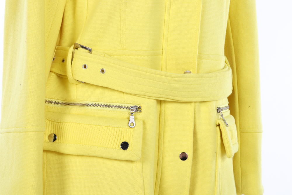 Women's INC International Concepts Yellow Cotton Belted Car Coat
