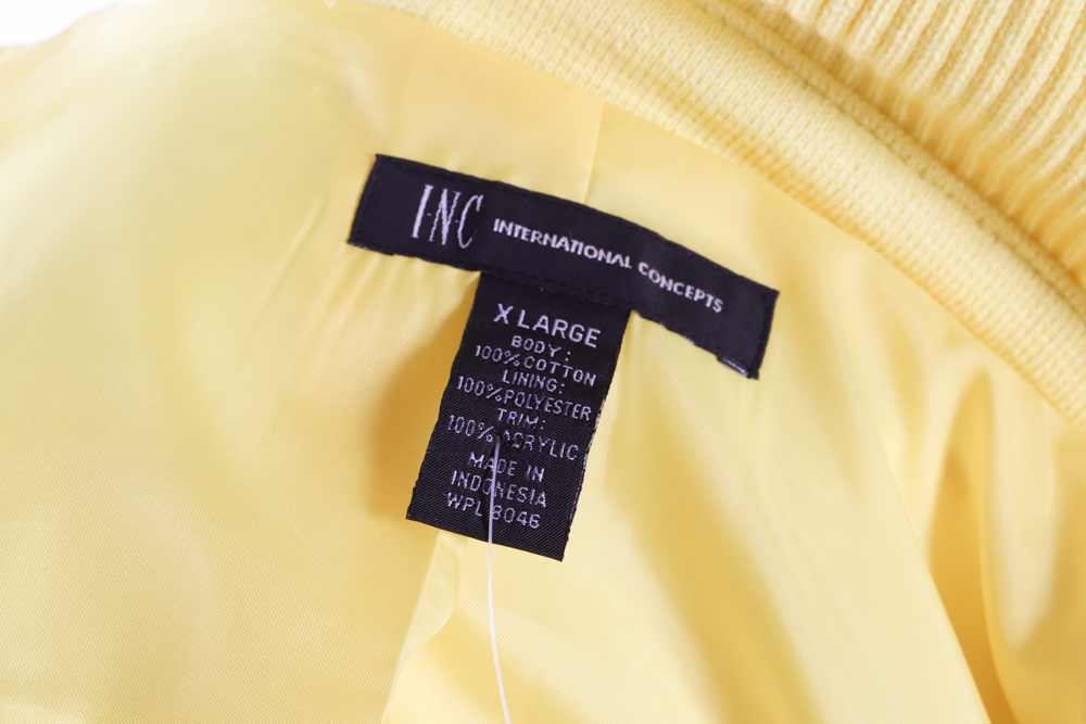 Women's INC International Concepts Yellow Cotton Belted Car Coat