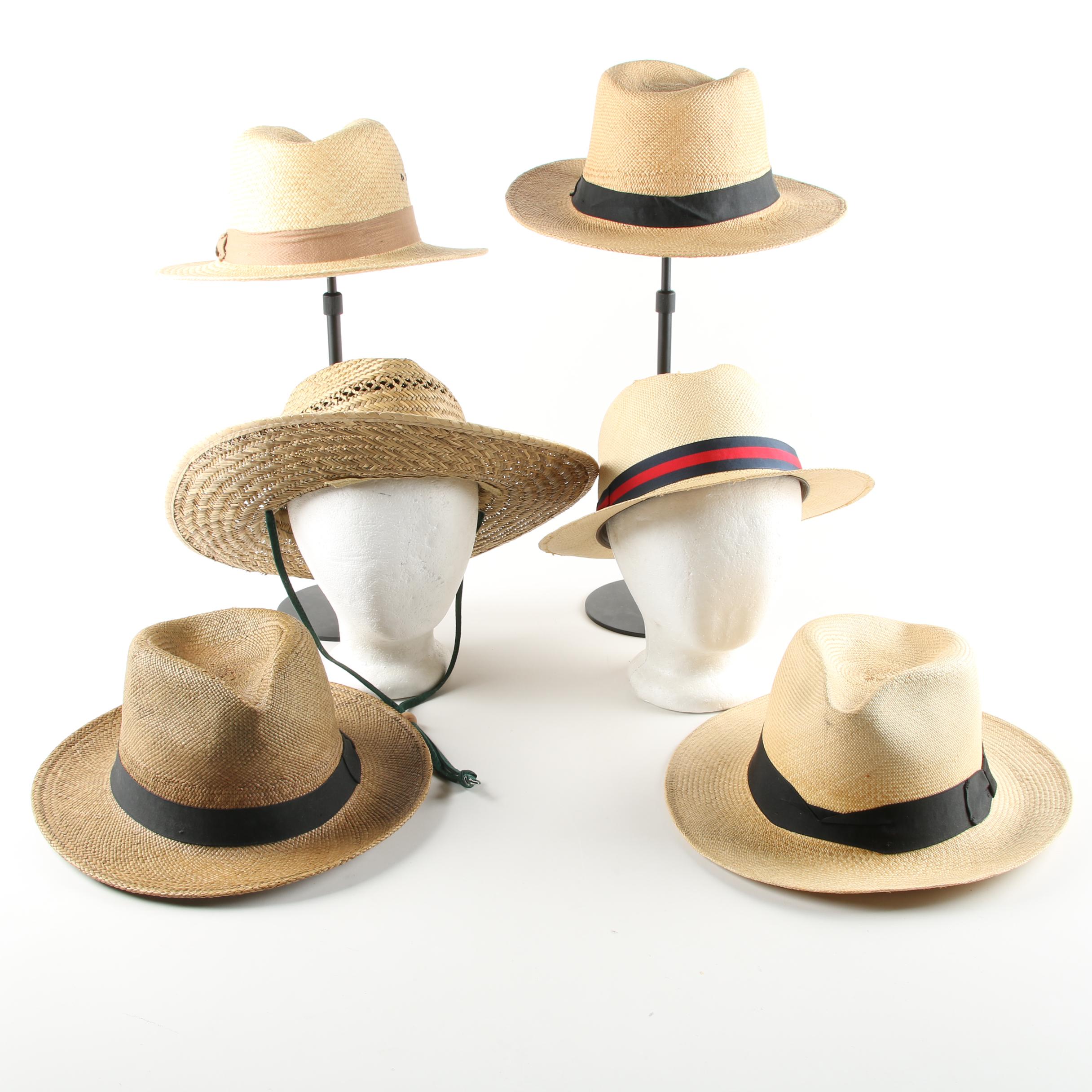 Men's Woven Straw Sun Hats Featuring Stetson