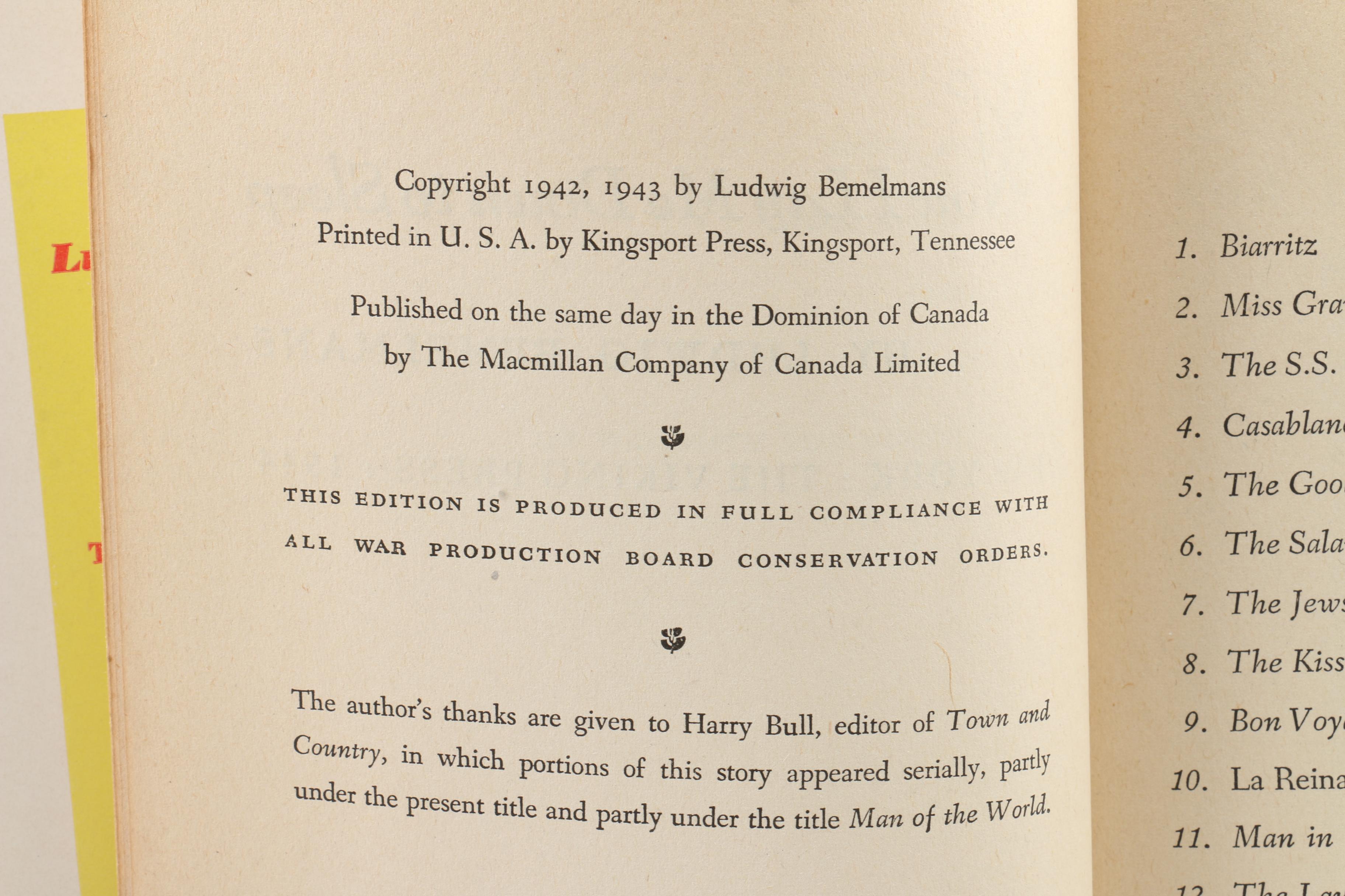 Vintage Ludwig Bemelmans Humorist Fiction Novels Including First Editions