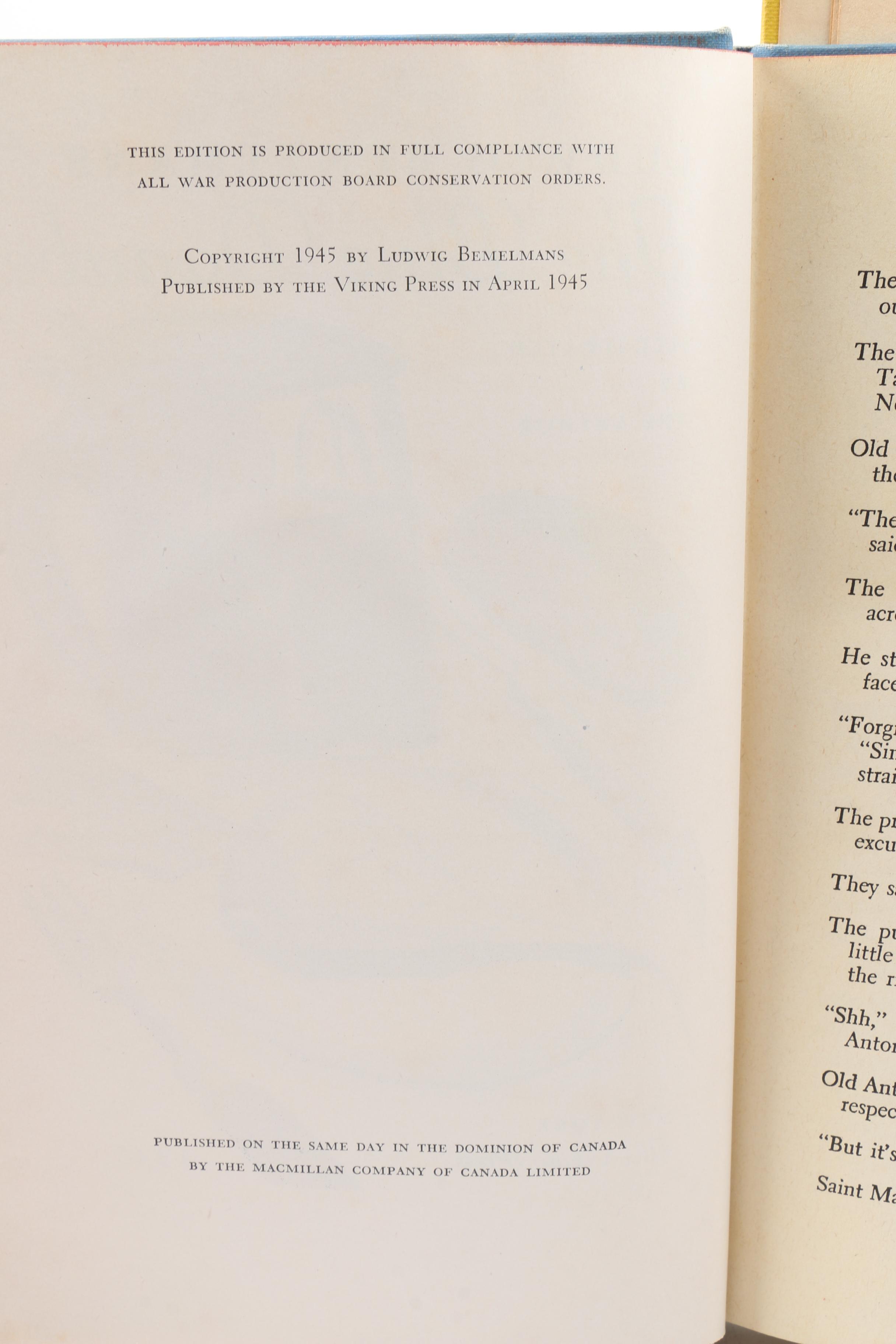 Vintage Ludwig Bemelmans Humorist Fiction Novels Including First Editions