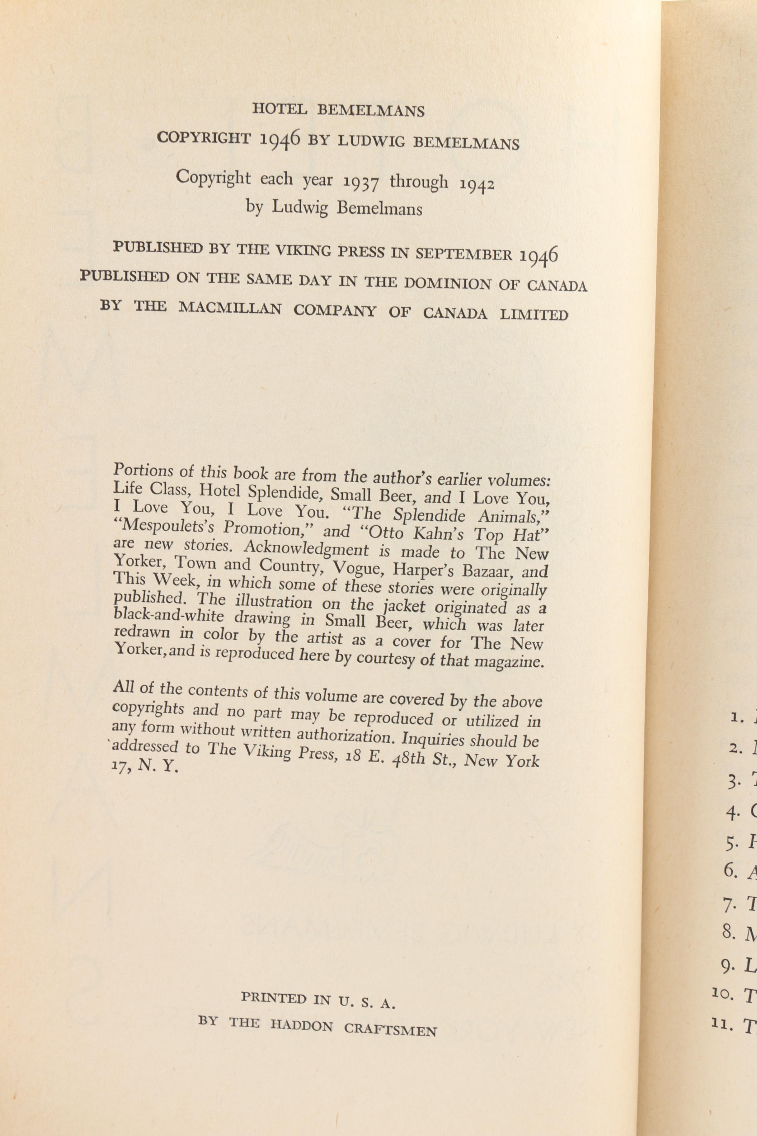 Vintage Ludwig Bemelmans Humorist Fiction Novels Including First Editions