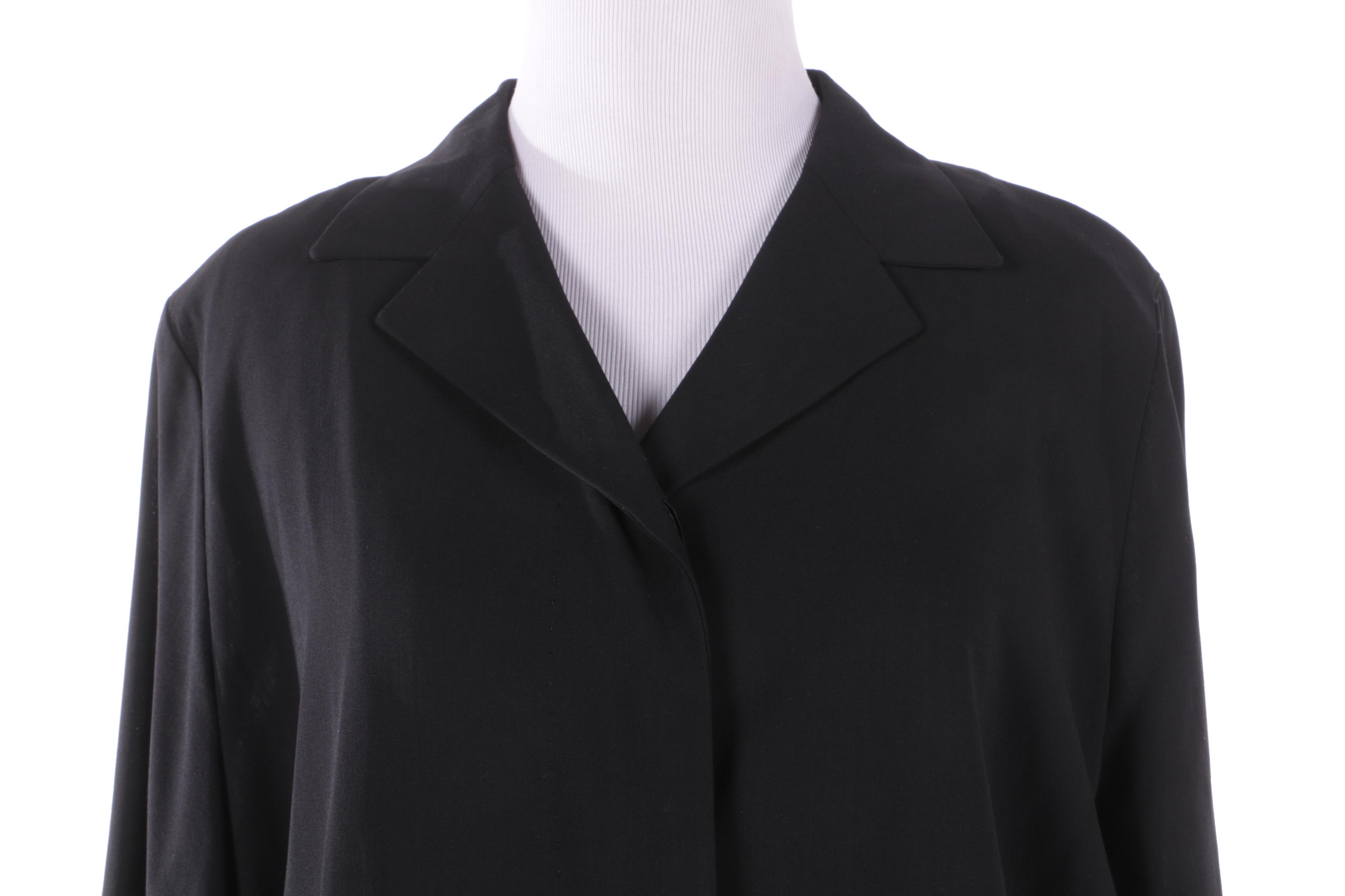 Women's Max Mara Black Wool Lightweight Long Jacket and Beige Leather Shoes