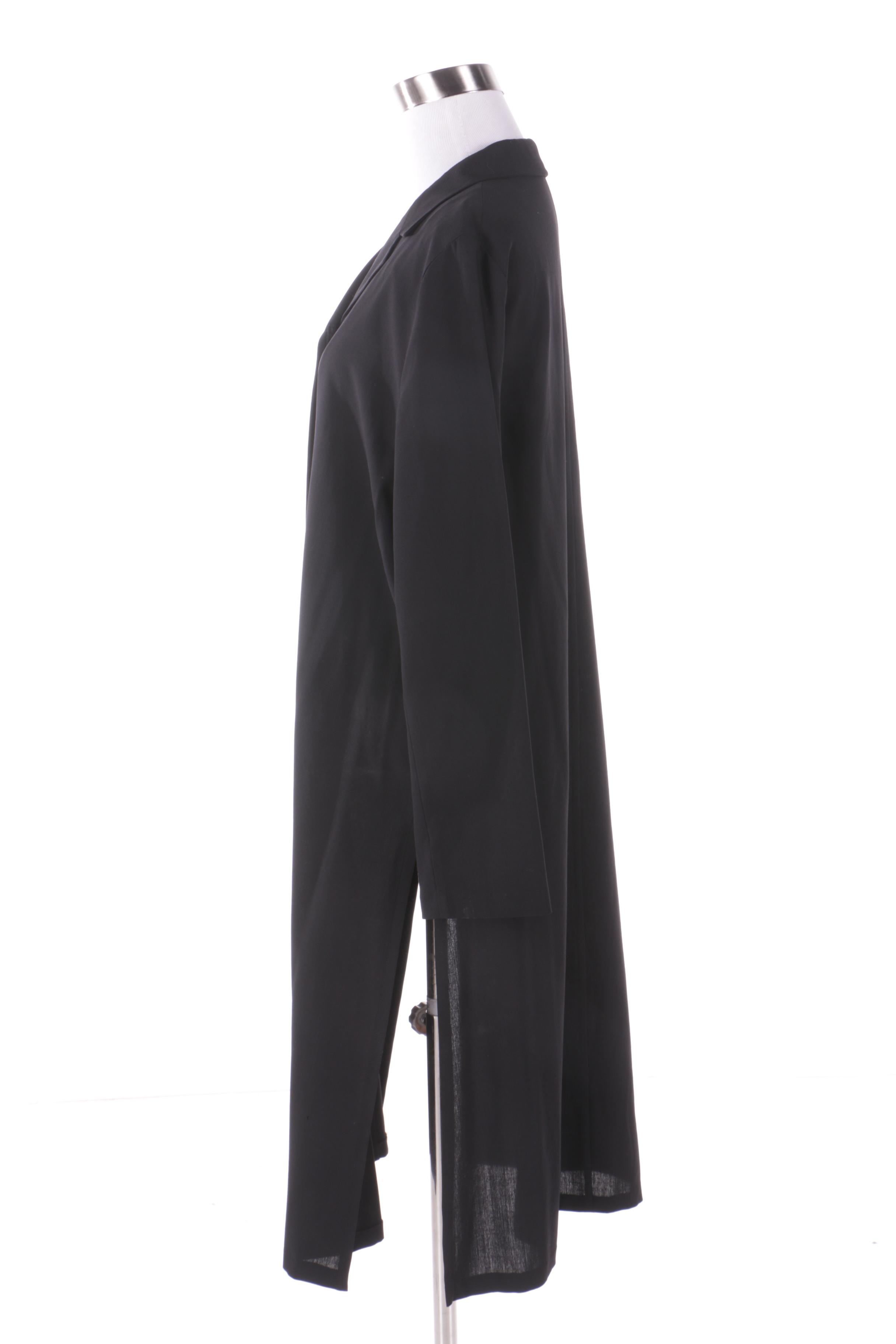 Women's Max Mara Black Wool Lightweight Long Jacket and Beige Leather Shoes