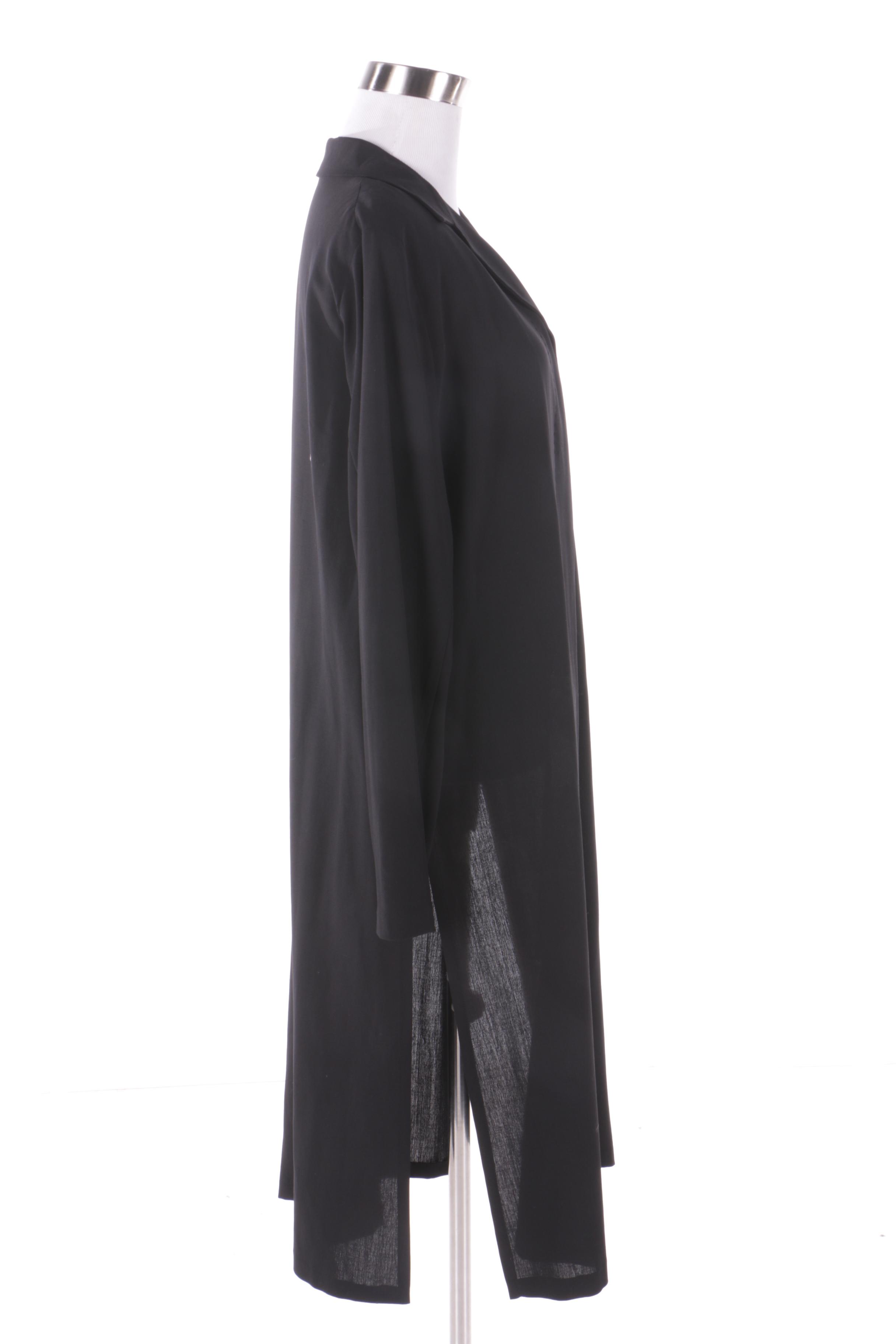 Women's Max Mara Black Wool Lightweight Long Jacket and Beige Leather Shoes