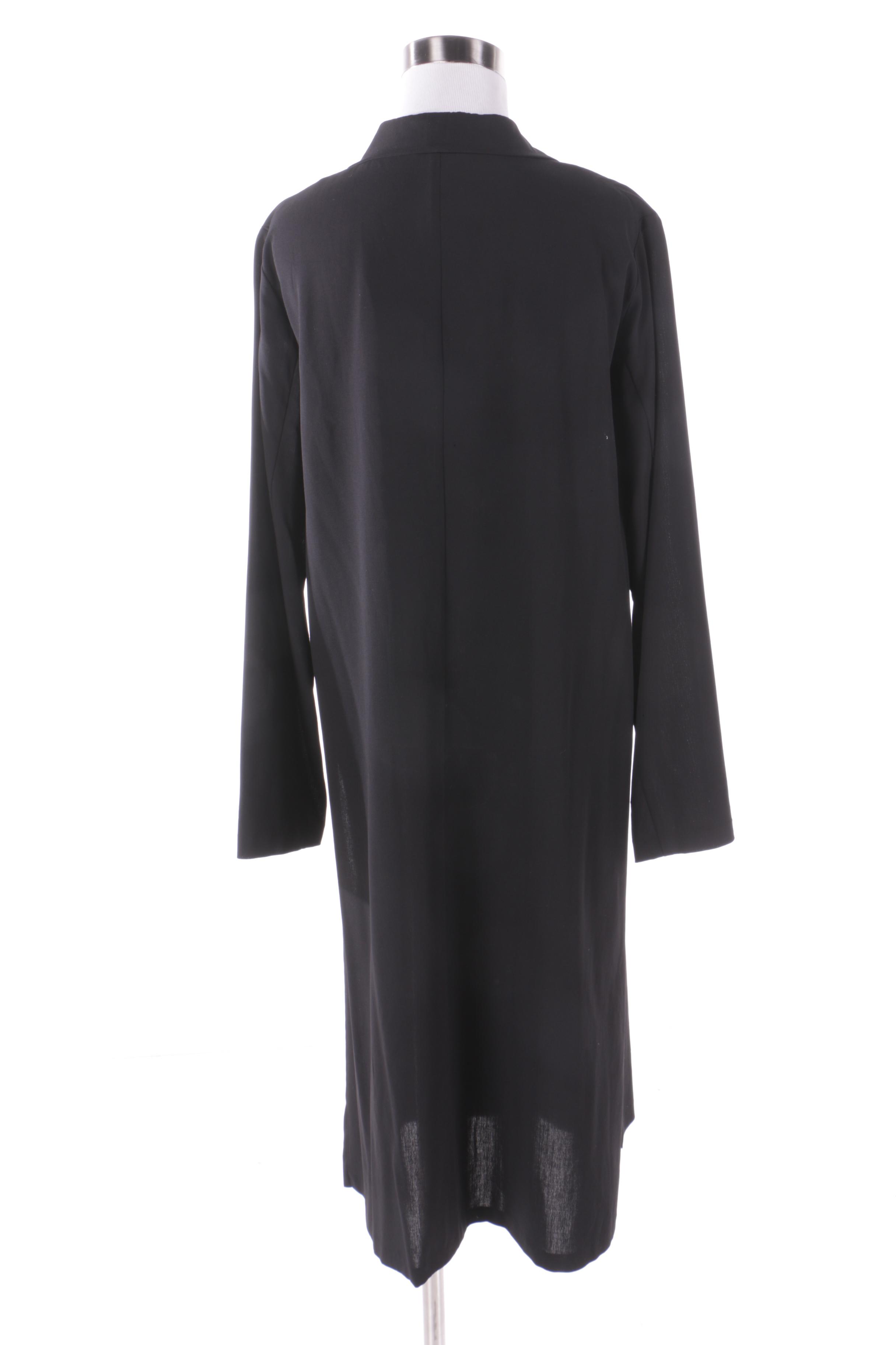 Women's Max Mara Black Wool Lightweight Long Jacket and Beige Leather Shoes