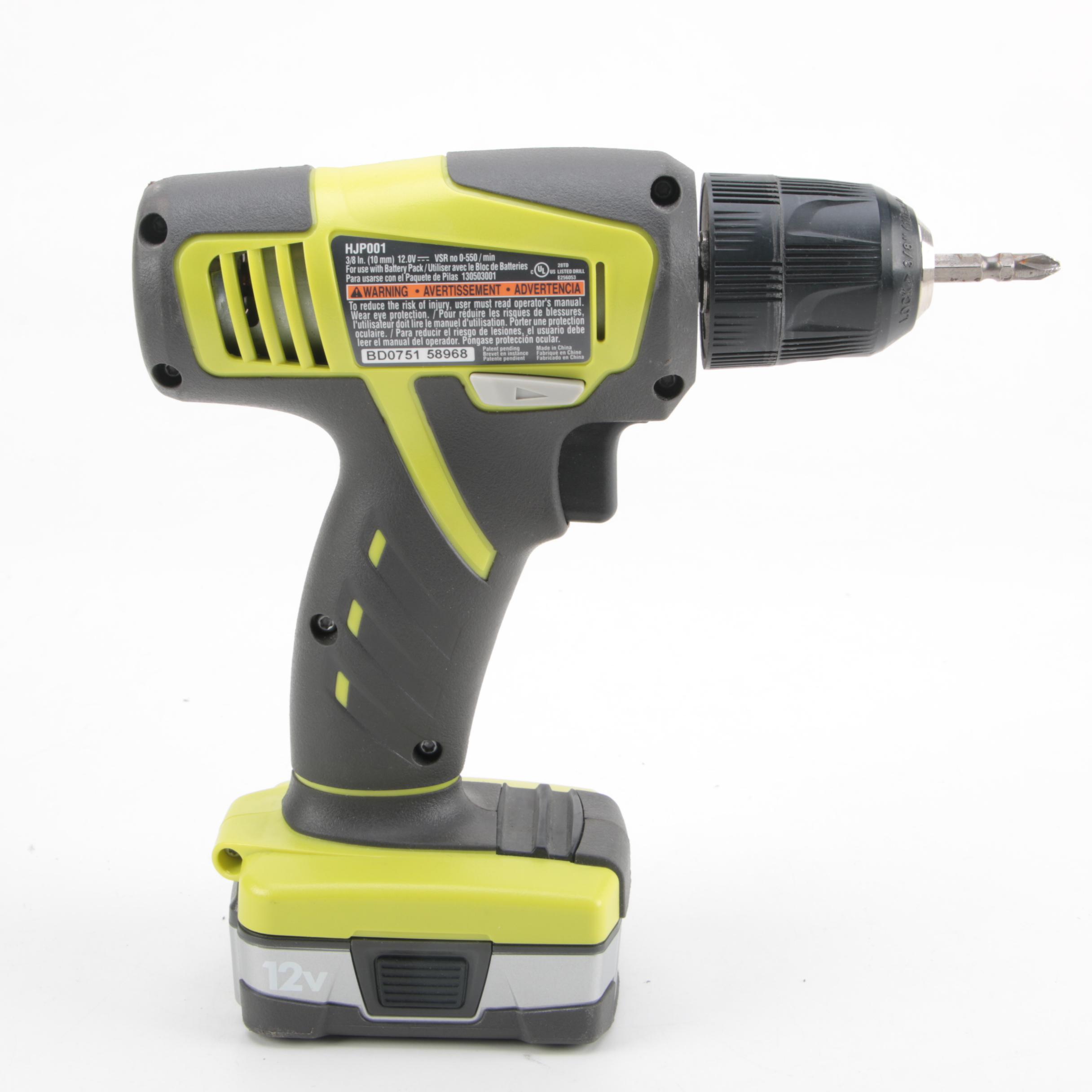 Ryobi Cordless Drill and Auto Hammer with Lithium Batteries and Carrying Cases
