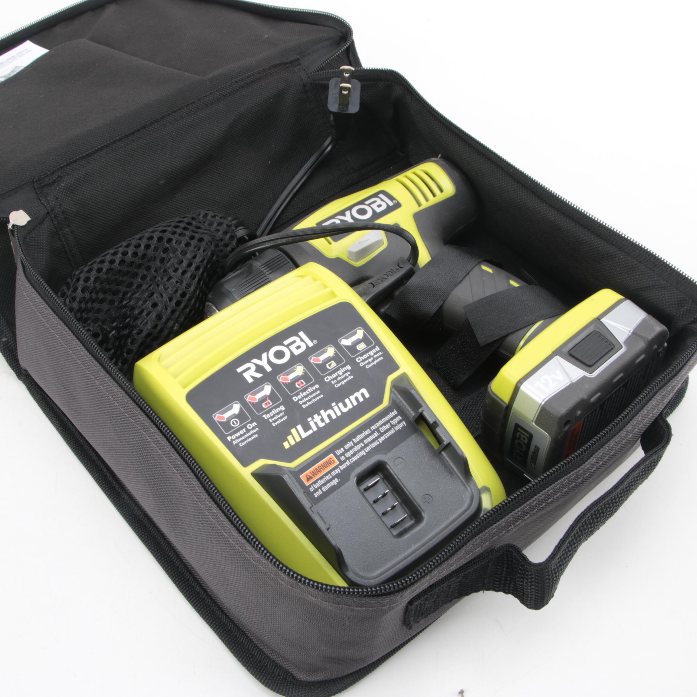 Ryobi Cordless Drill and Auto Hammer with Lithium Batteries and Carrying Cases