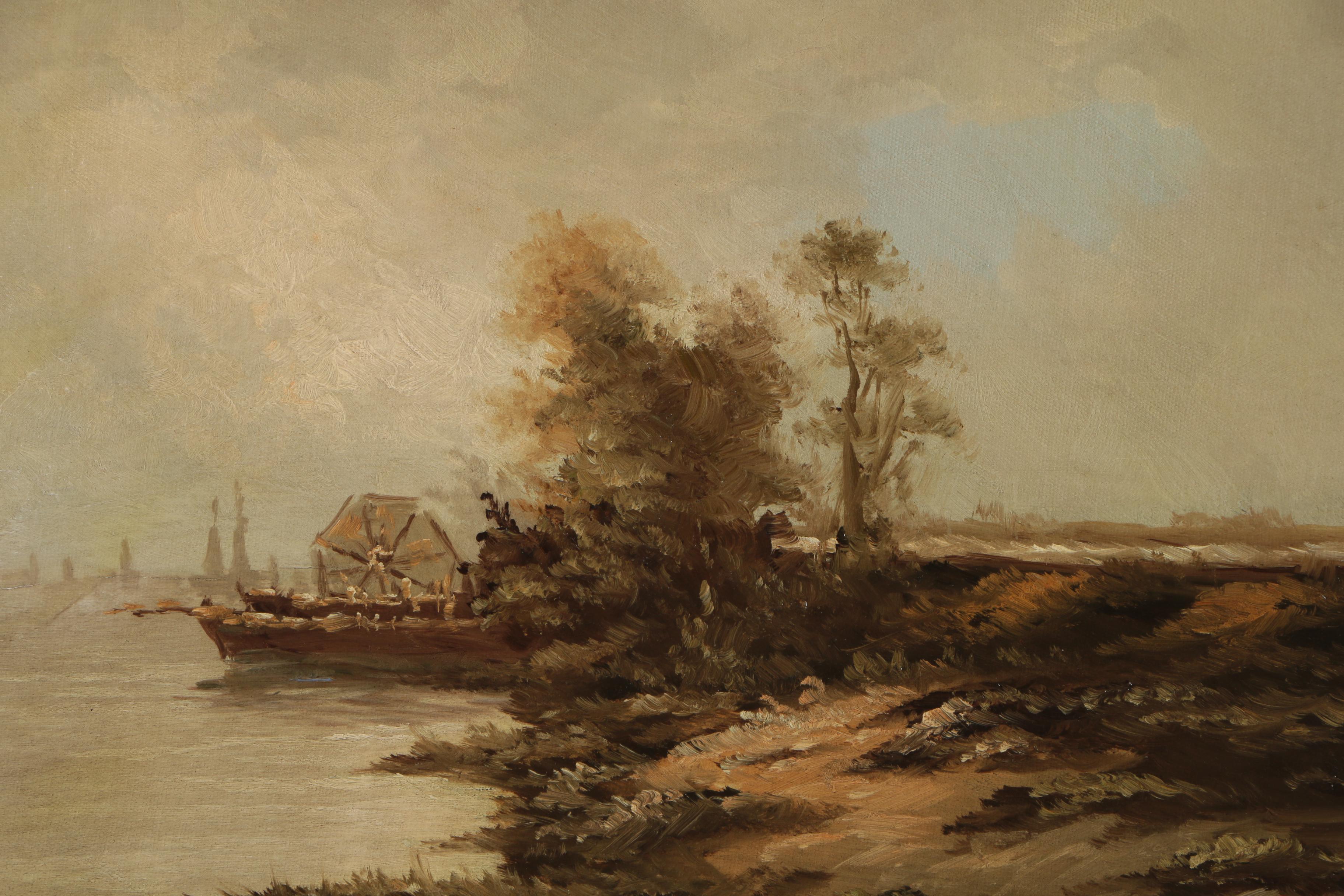 J. Brown Oil Painting of a River