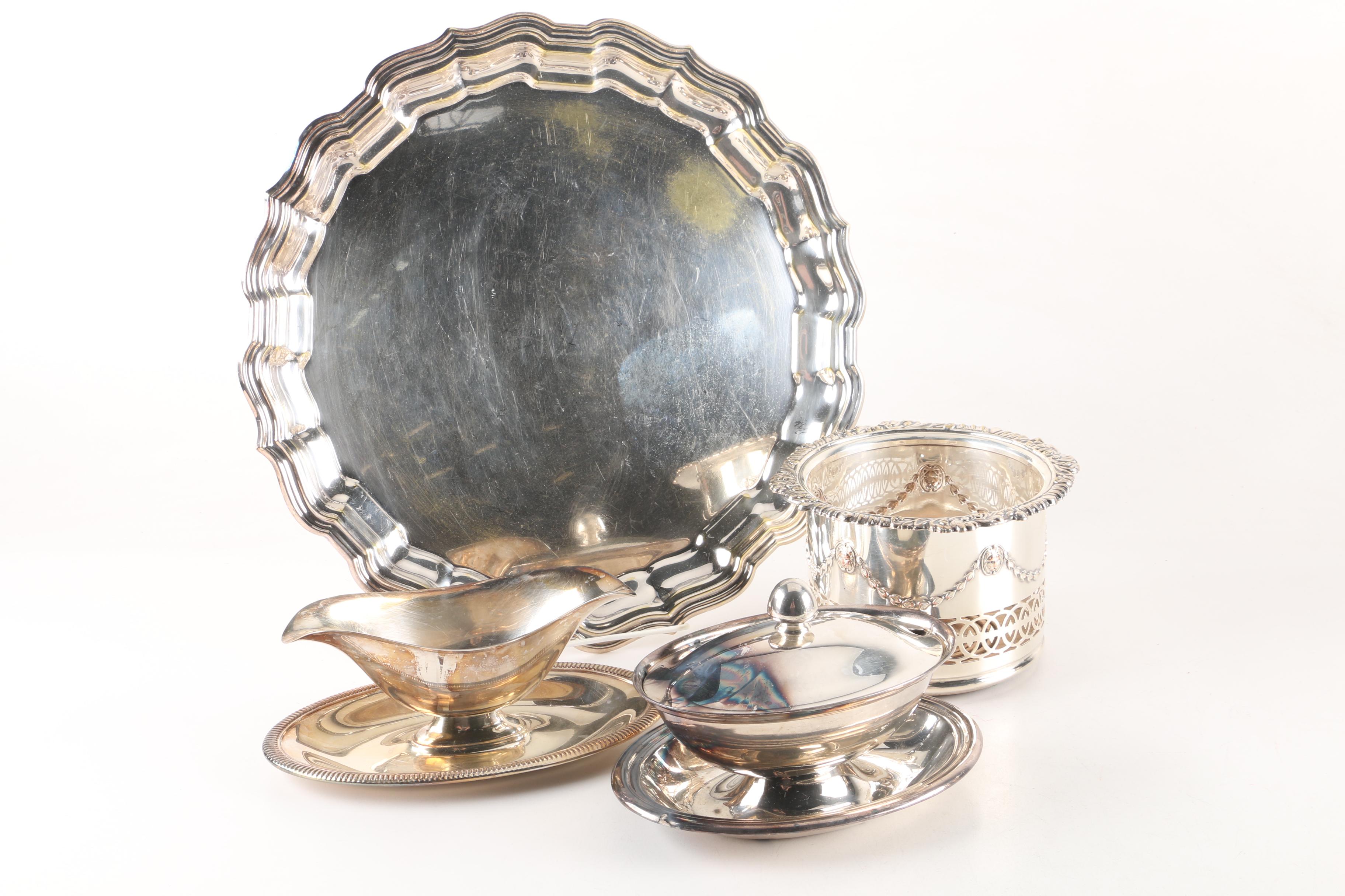 1957 Reed & Barton Silver Plate Oval Dish and Other Silver Plate Serveware