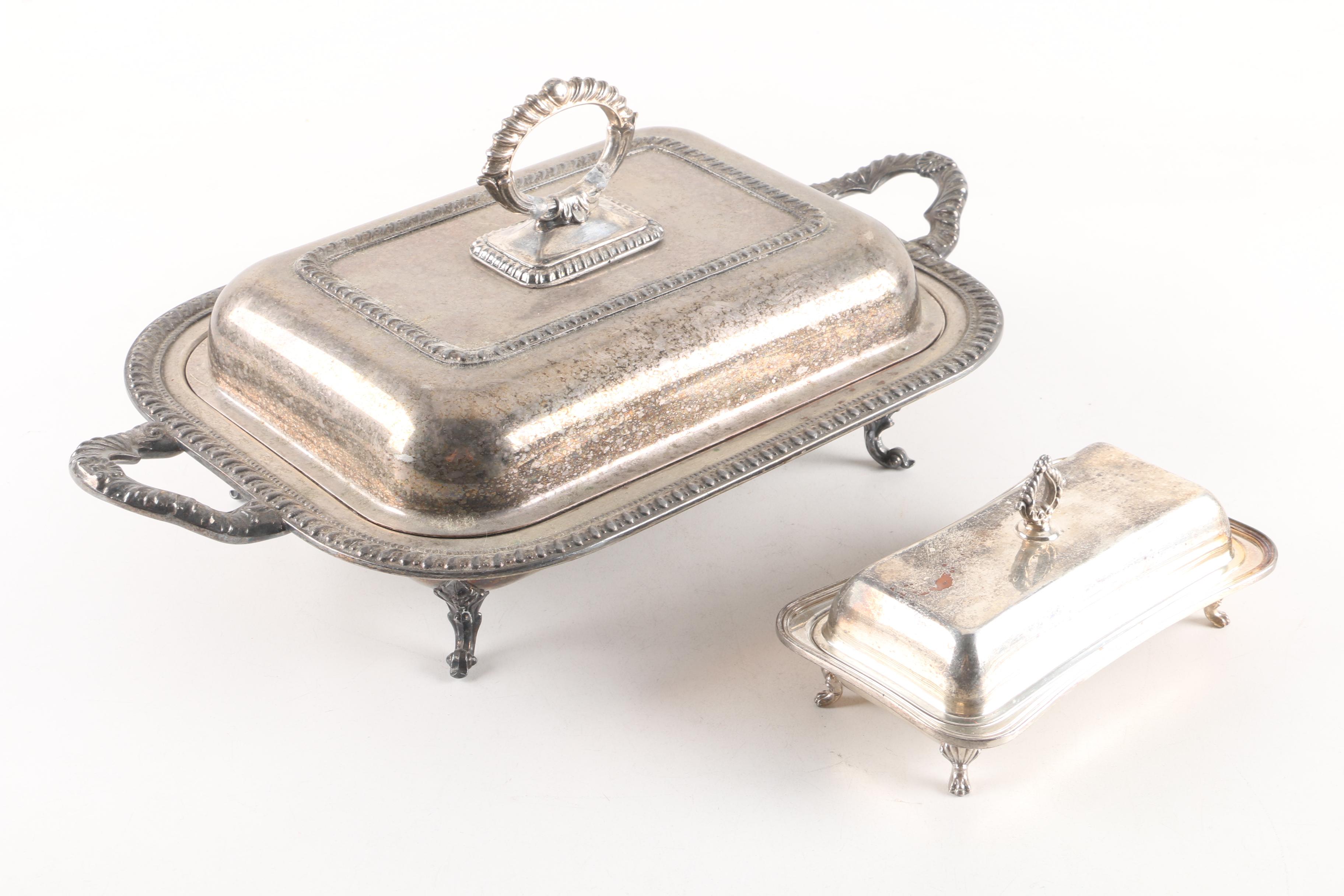 1957 Reed & Barton Silver Plate Oval Dish and Other Silver Plate Serveware