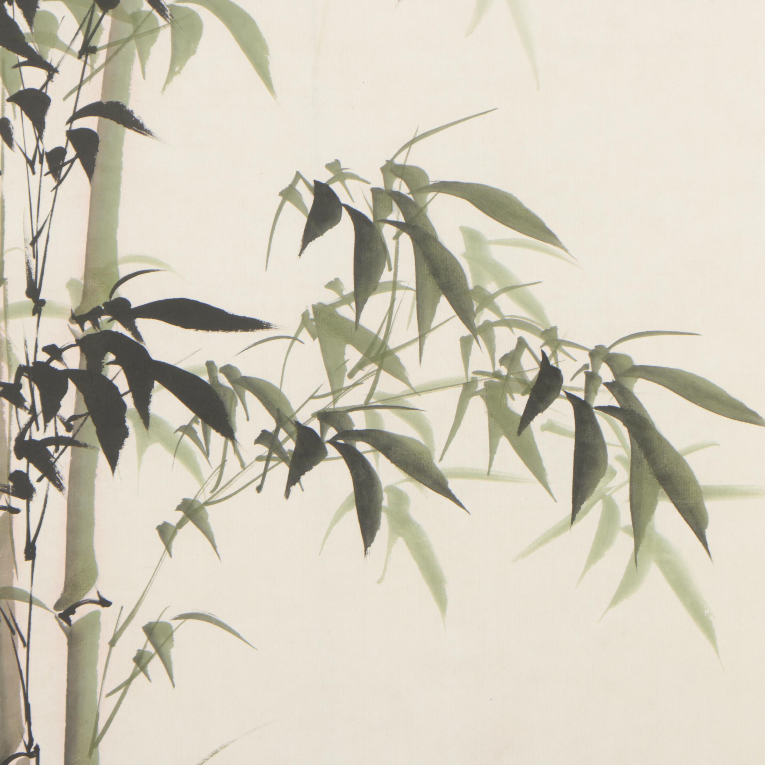 Chinese Ink and Watercolor Hanging Scroll