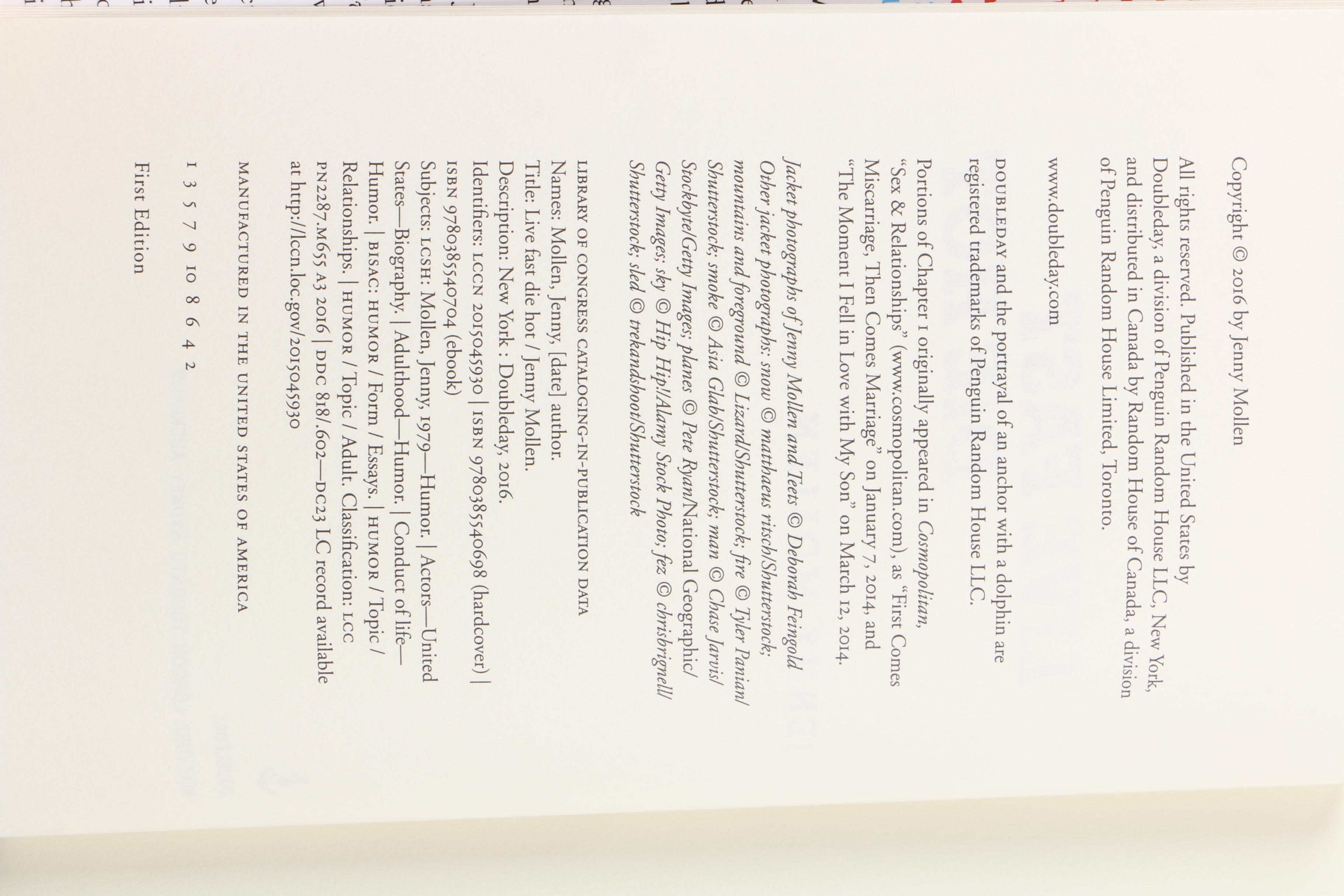 Signed "I Like You Just the Way I Am" and "Live Fast Die Hot" by Jenny Mollen