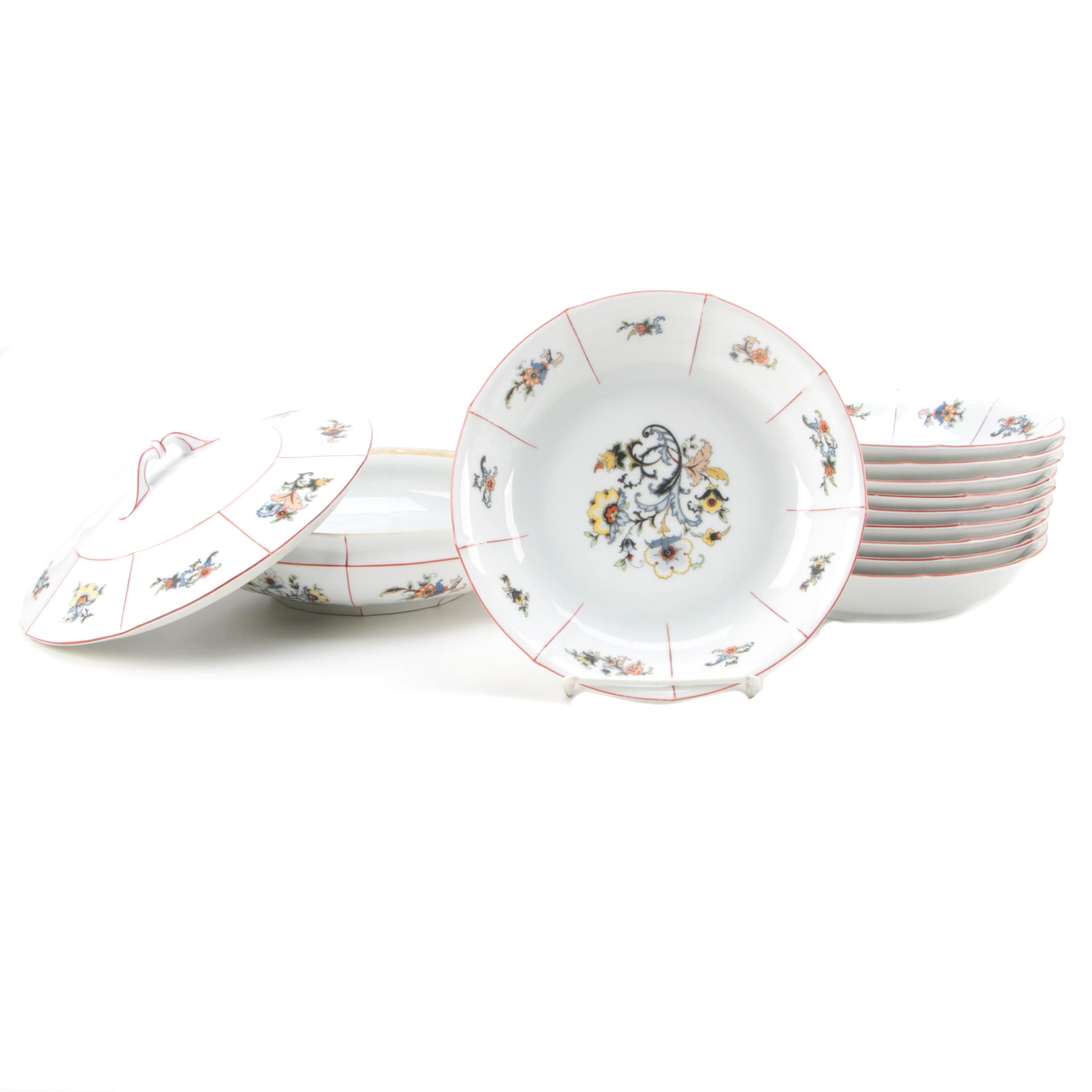 Vintage Eamag Bavaria Porcelain Soup Tureen and Bowls