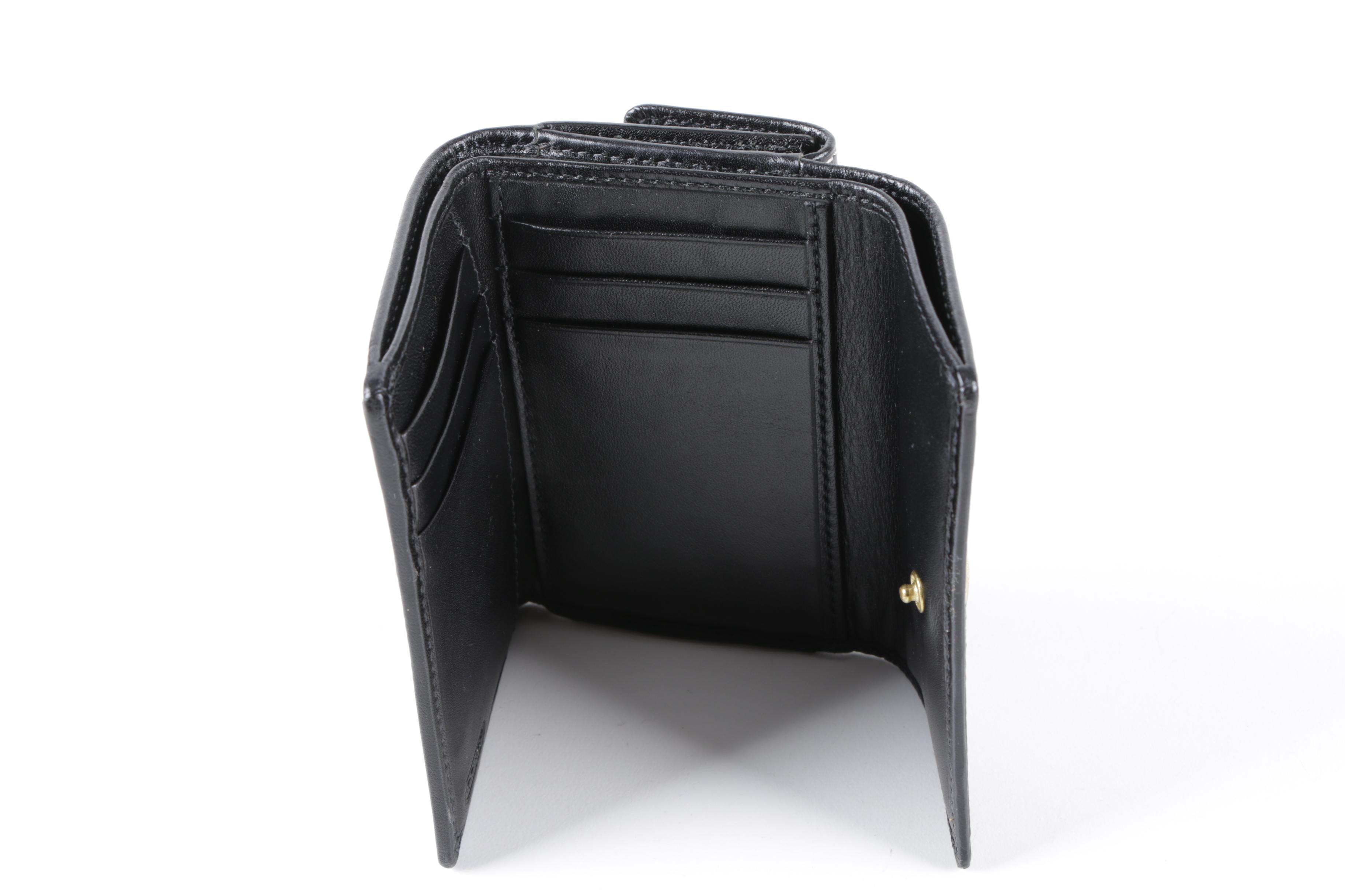 Coach Quilted Monogram Embossed Black Leather Wallet