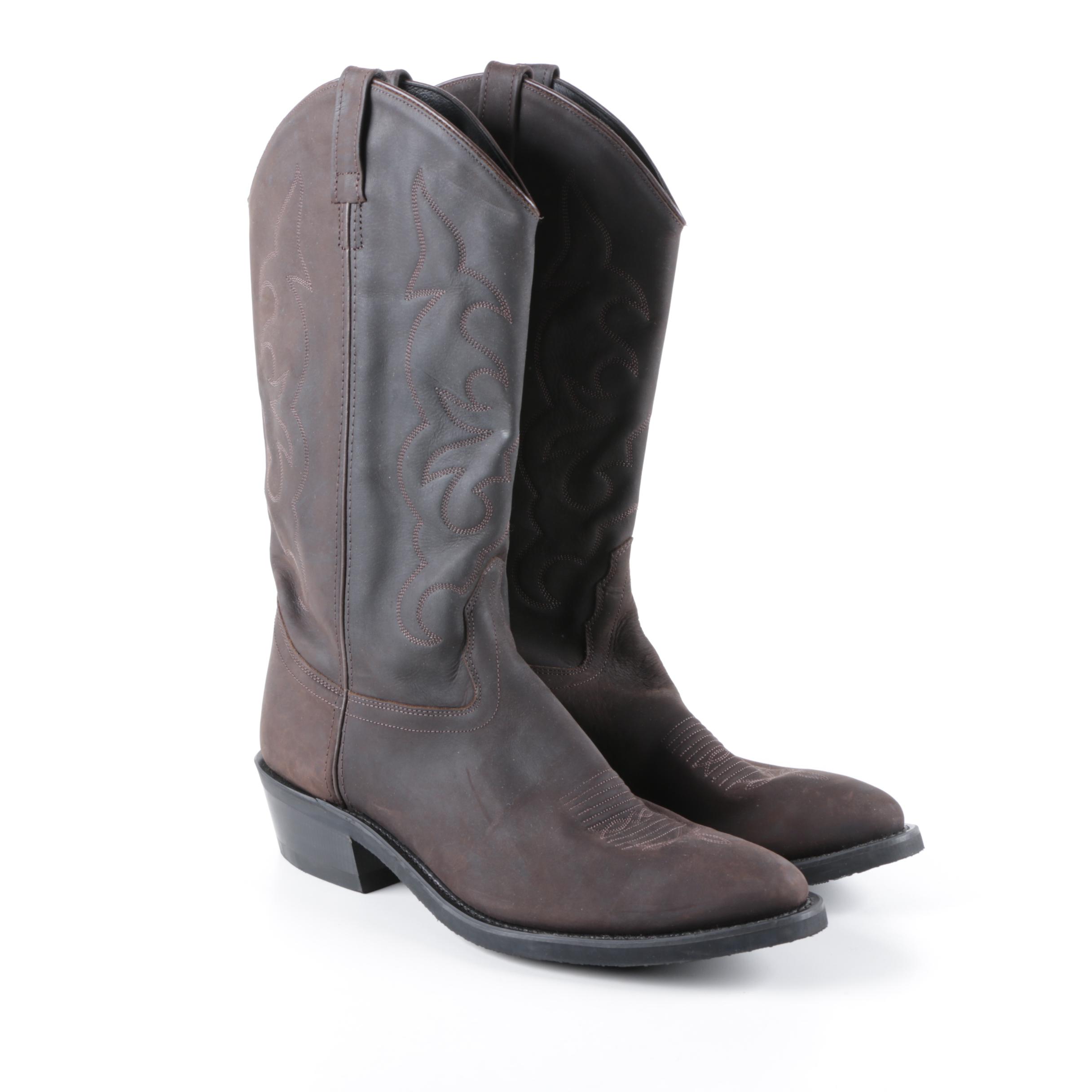 Men's Brown Leather Cowboy Boots