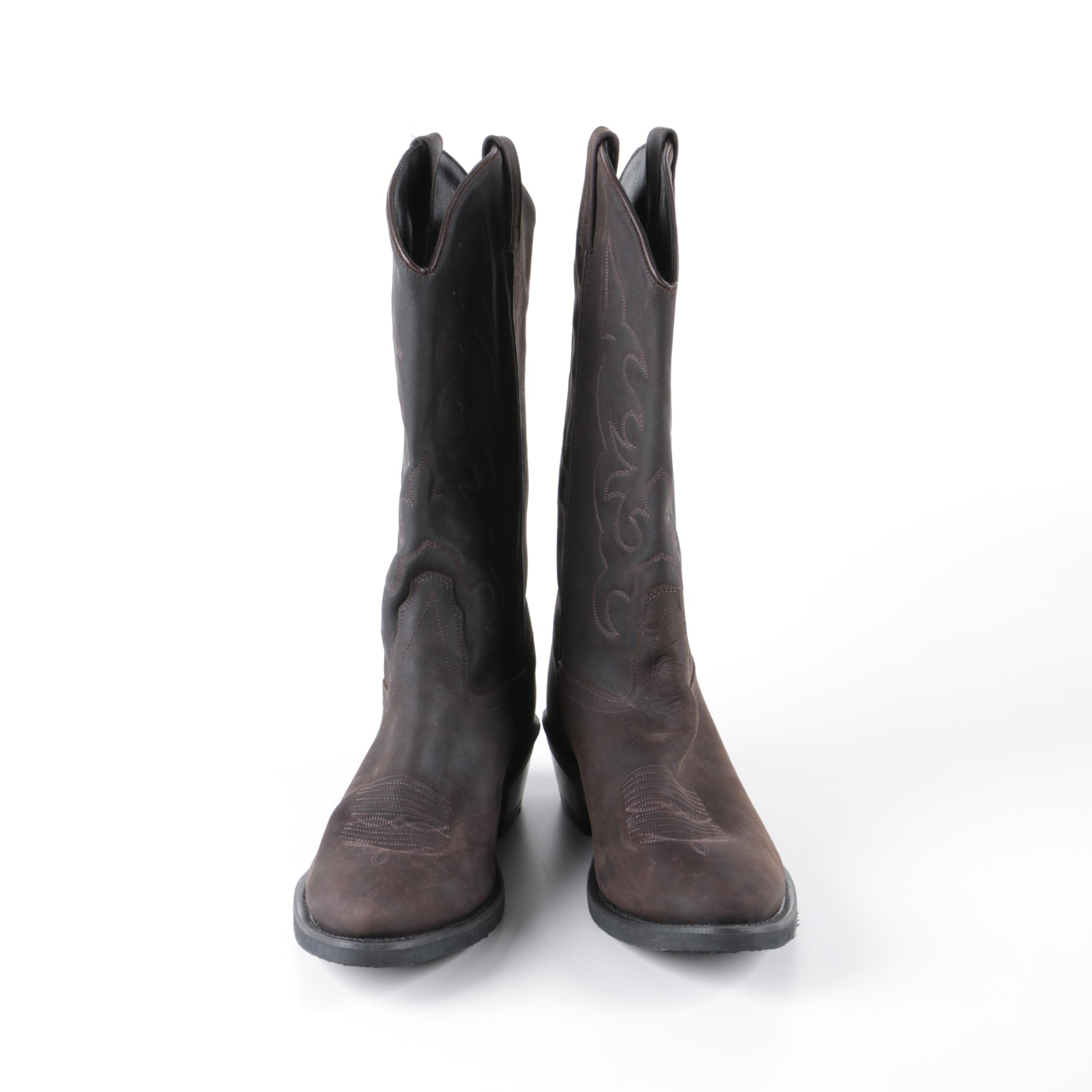 Men's Brown Leather Cowboy Boots