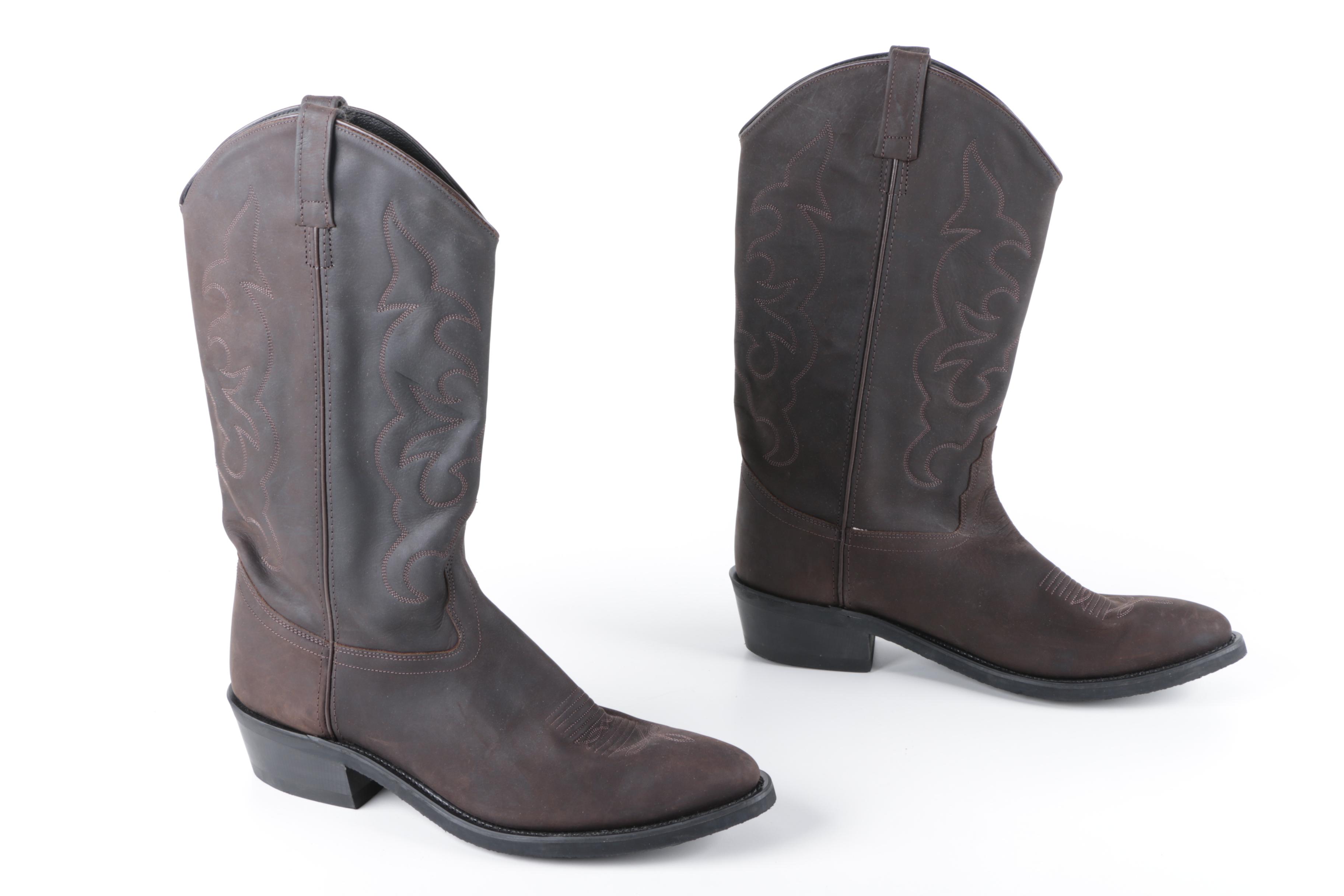 Men's Brown Leather Cowboy Boots