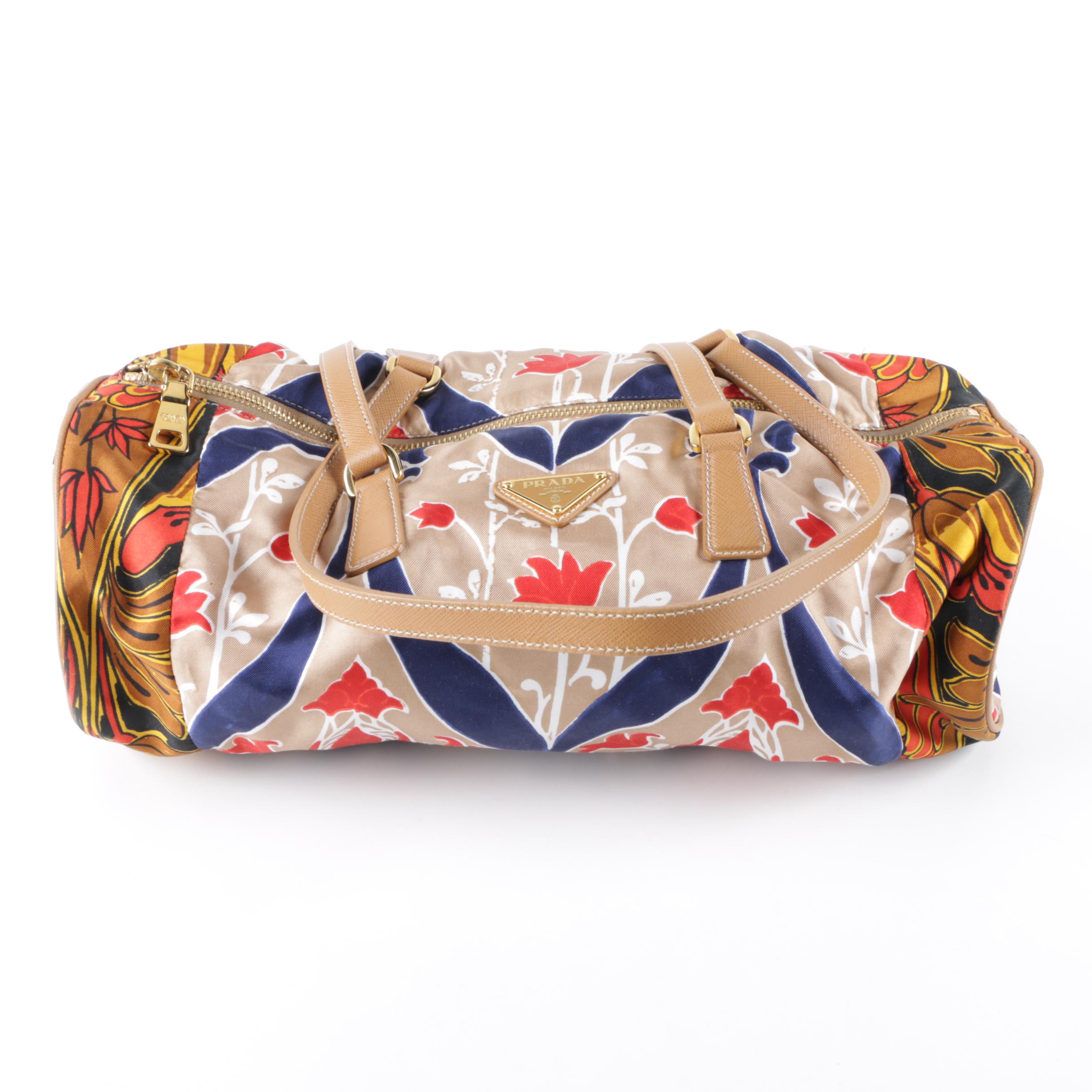 Prada Milano 2010 Foulard Print Roll Bag