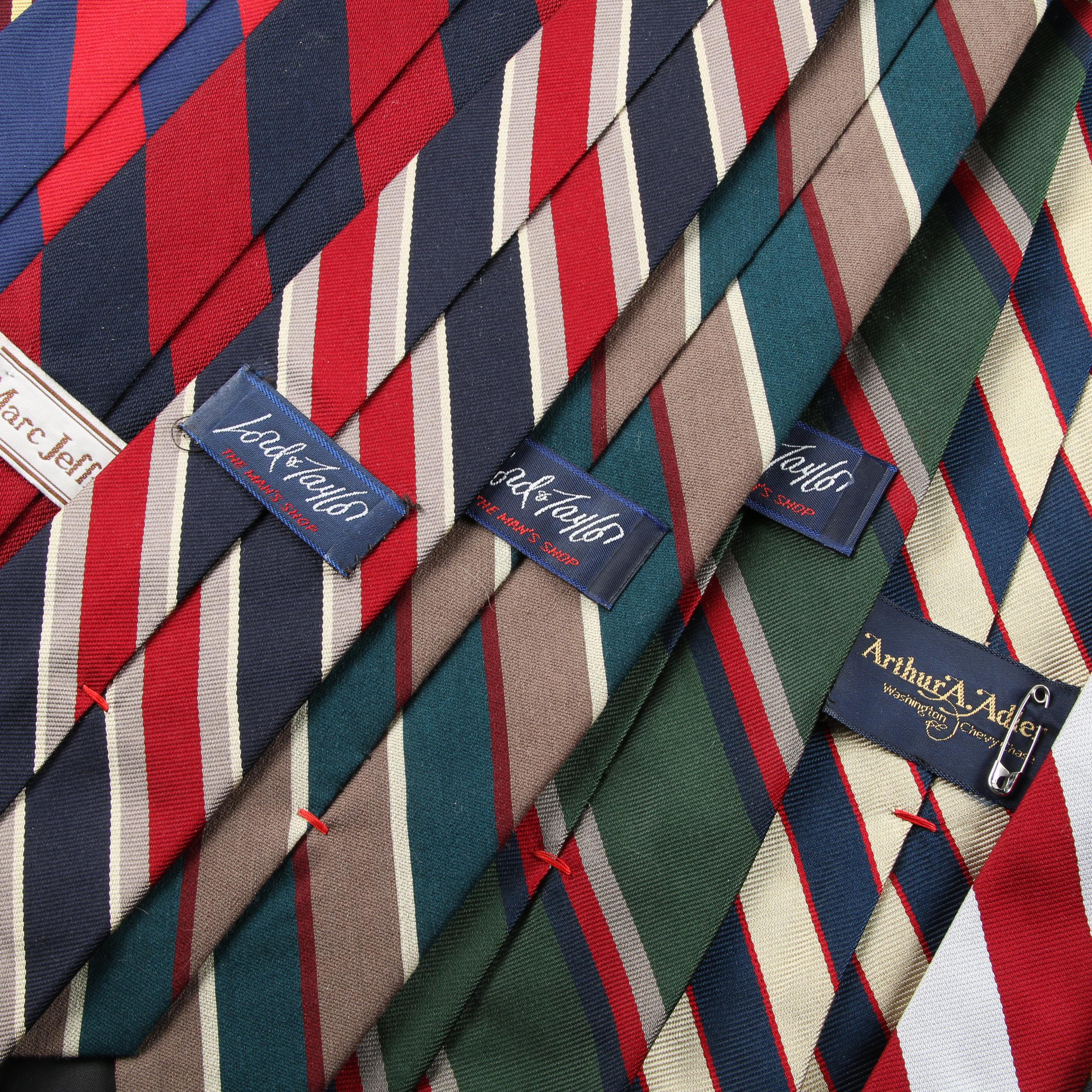 Men's Vintage Striped Ties Including Silk, Lord & Taylor and Brooks Brothers