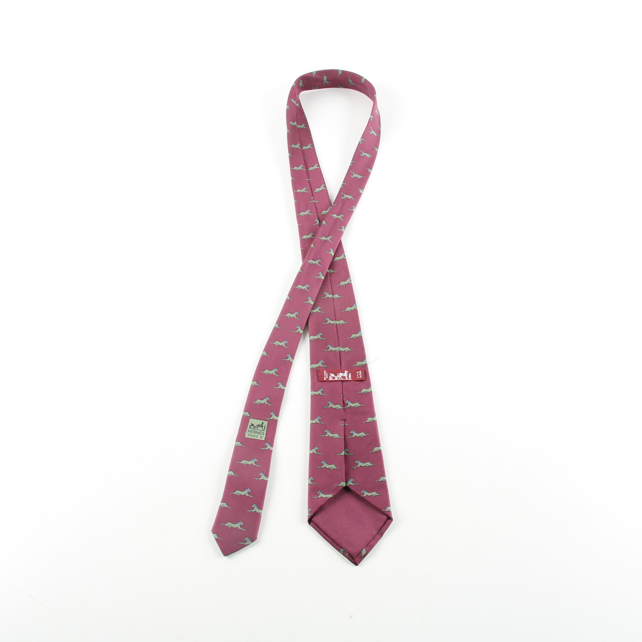 Vintage Hermès of Paris Cheetah Print Silk Twill Necktie, #7226 UA