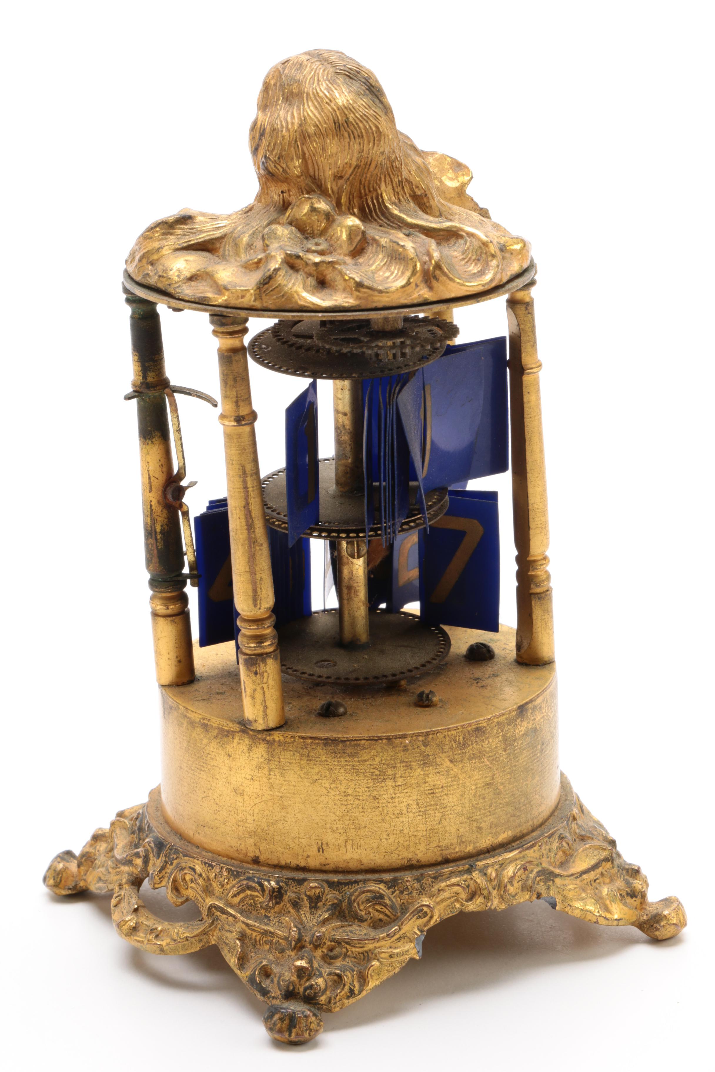 Vintage Ornate Wind Up Brass Desk Calendar