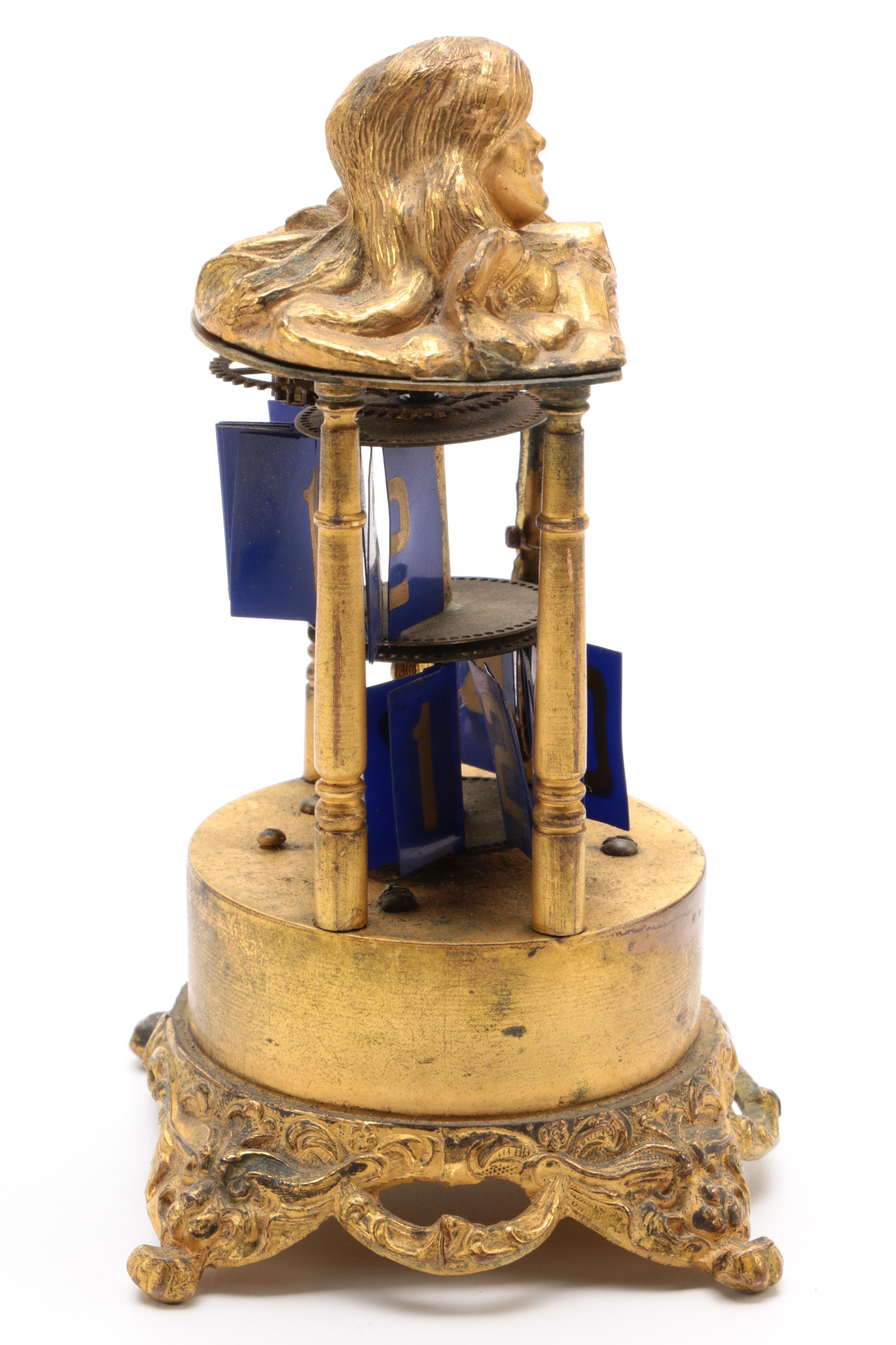 Vintage Ornate Wind Up Brass Desk Calendar