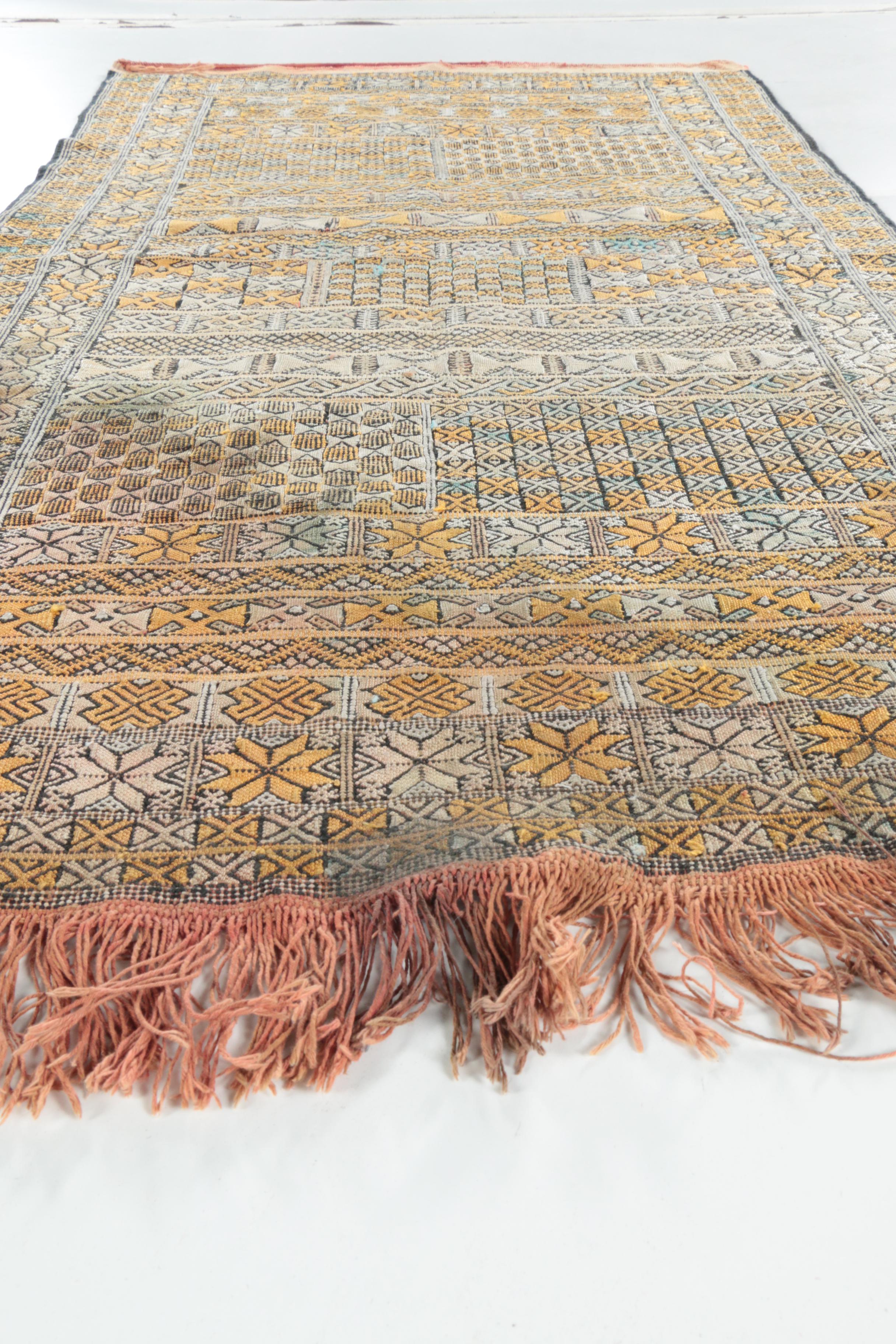 Vintage Handwoven and Embroidered Moroccan Area Rug
