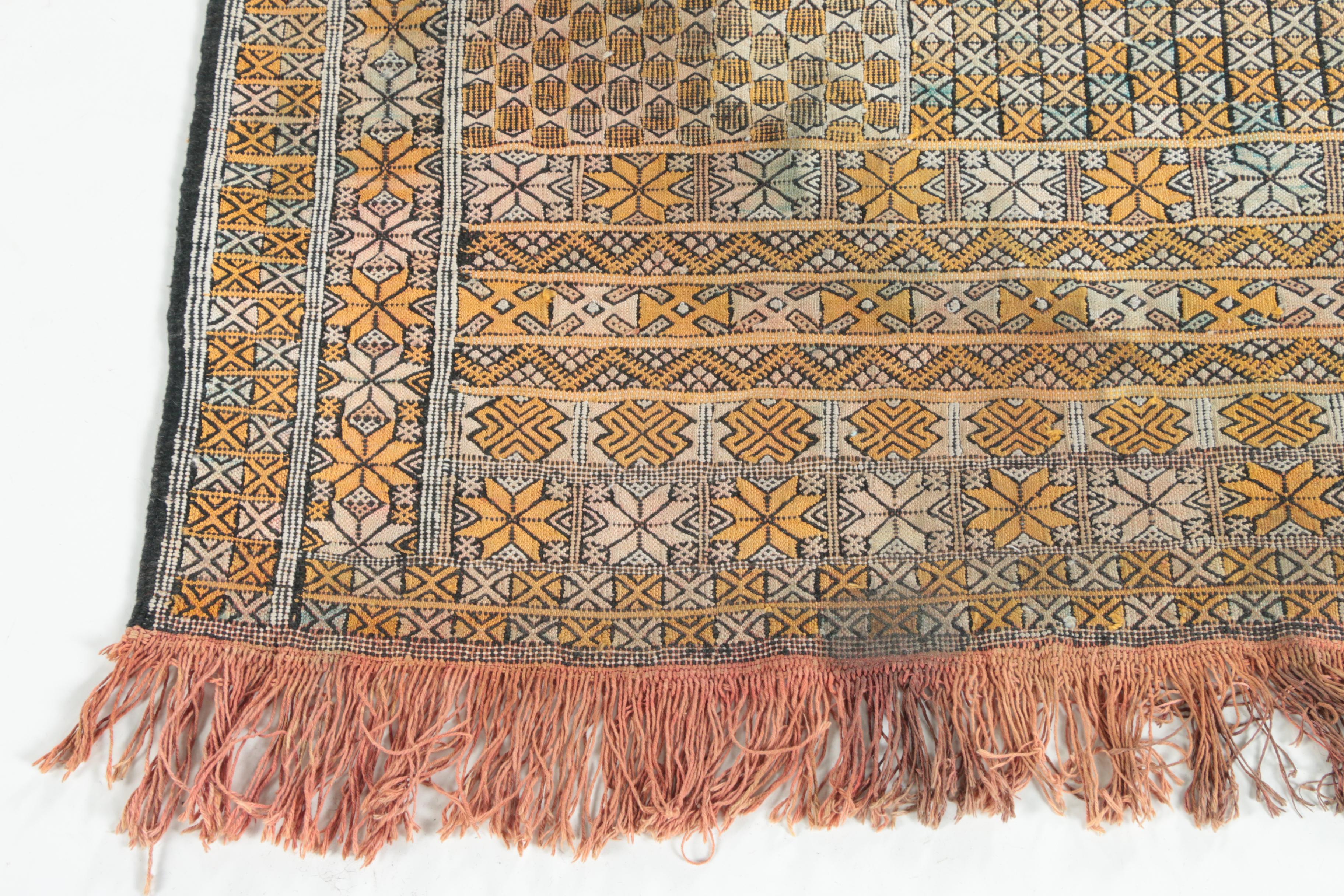 Vintage Handwoven and Embroidered Moroccan Area Rug