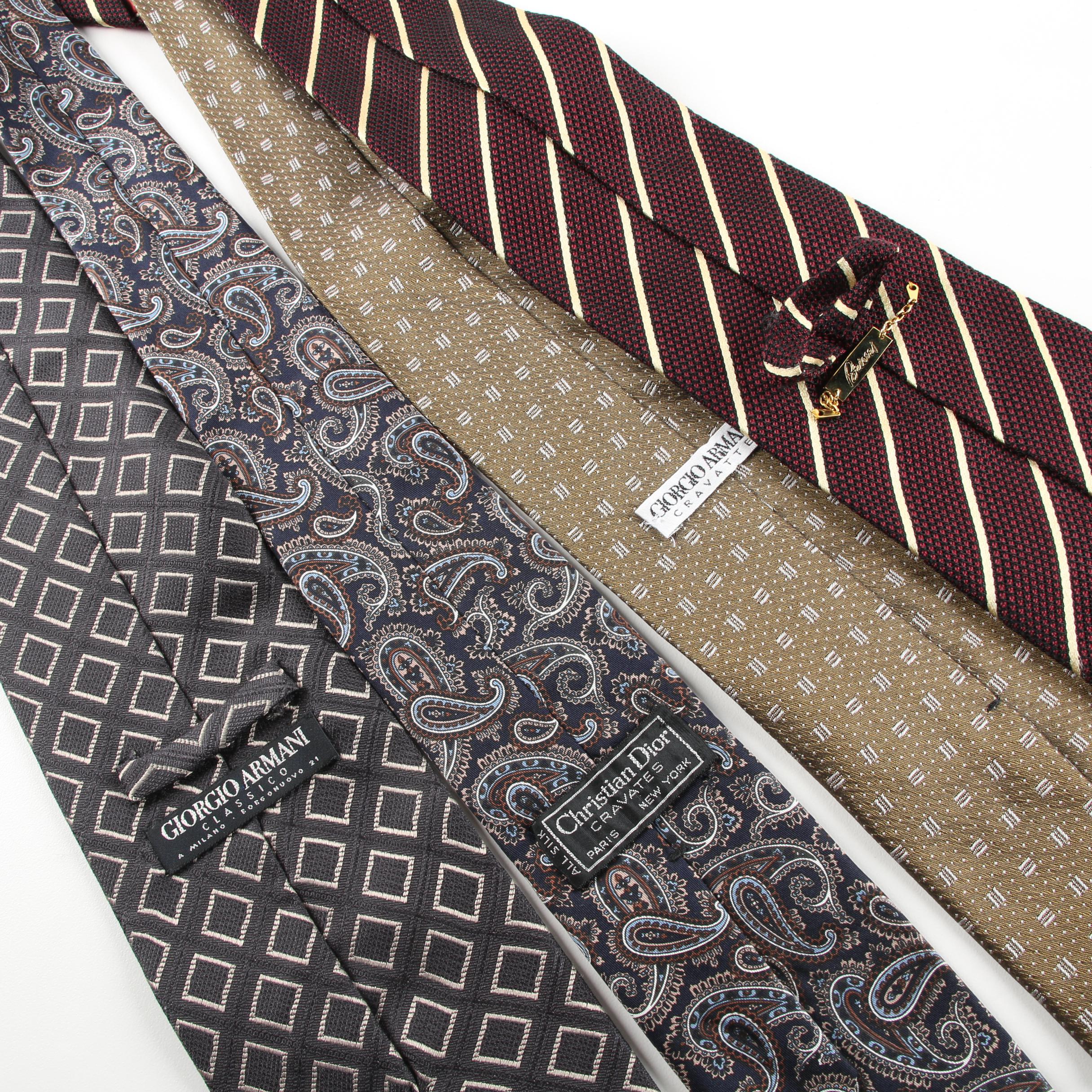 Men's Silk Neckties Including Giorgio Armani, Christian Dior and Brioni