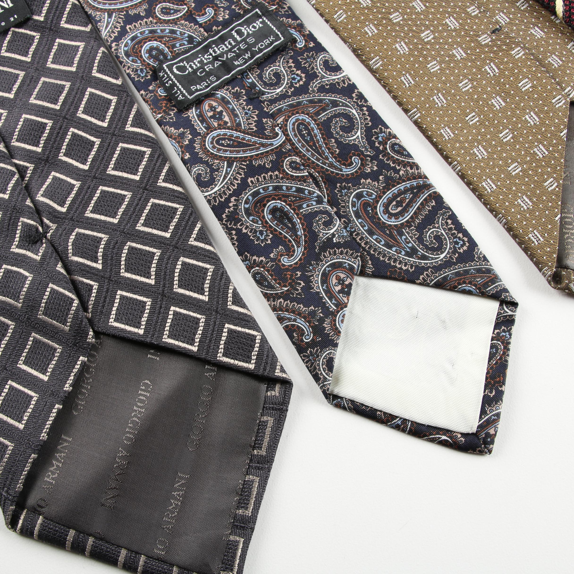 Men's Silk Neckties Including Giorgio Armani, Christian Dior and Brioni