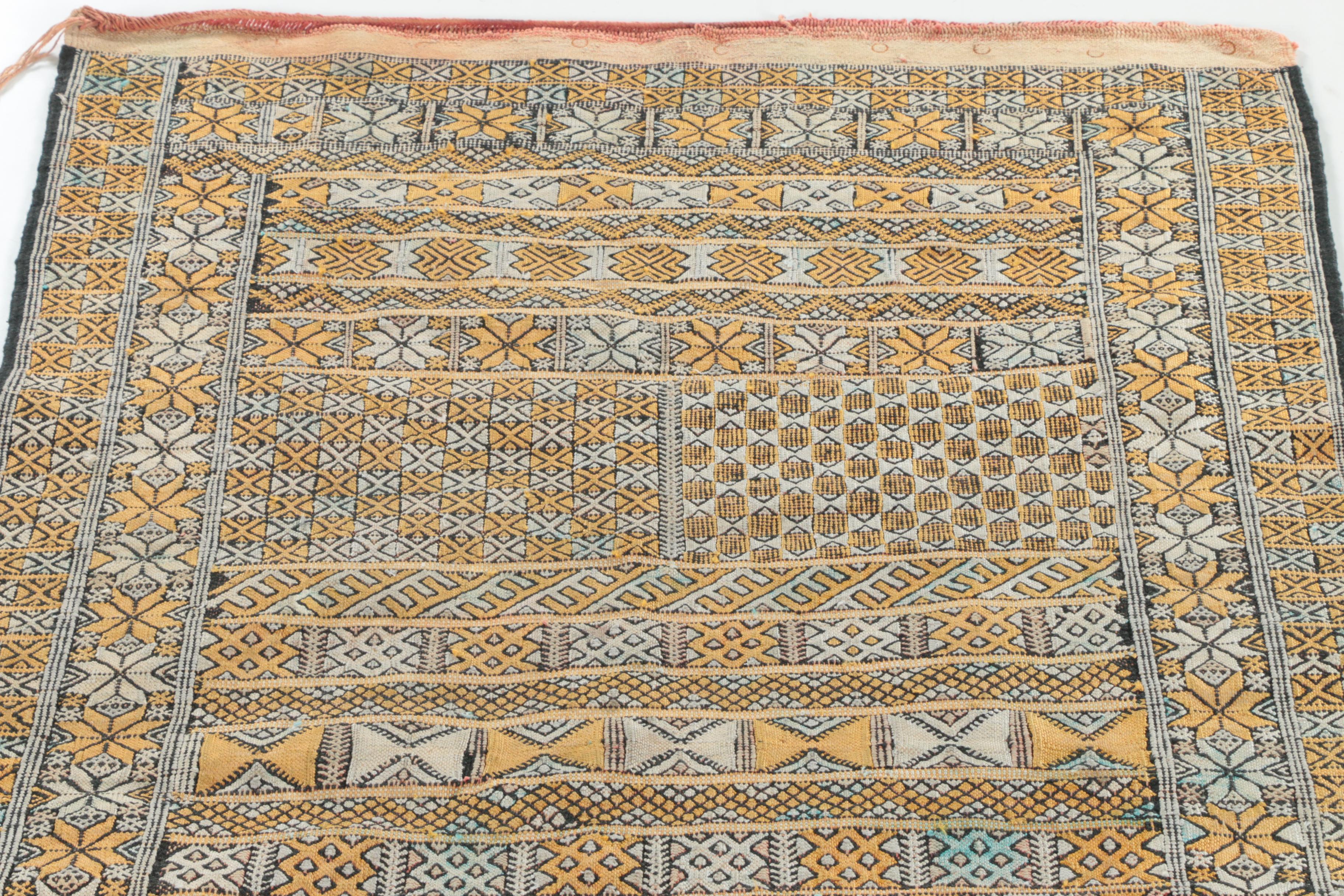 Vintage Handwoven and Embroidered Moroccan Area Rug