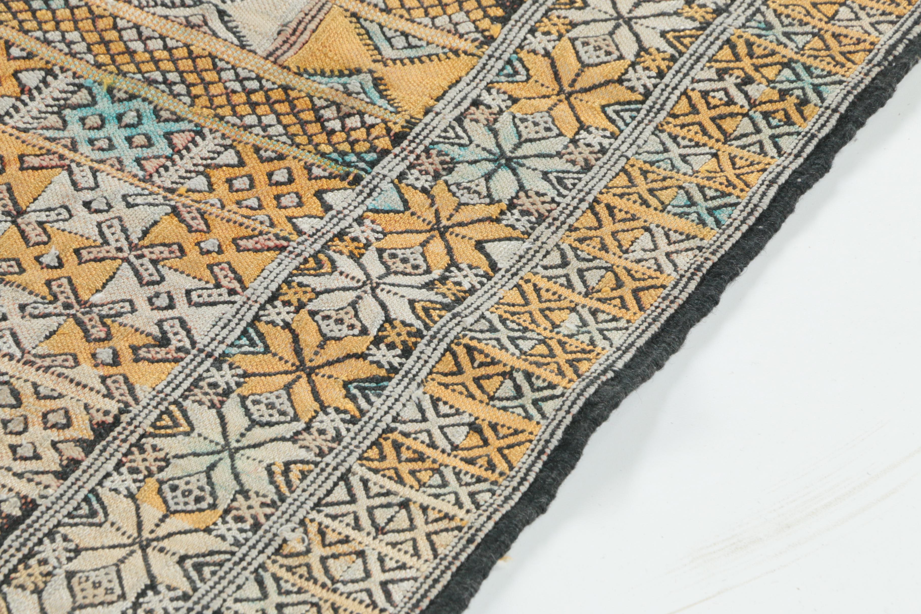 Vintage Handwoven and Embroidered Moroccan Area Rug