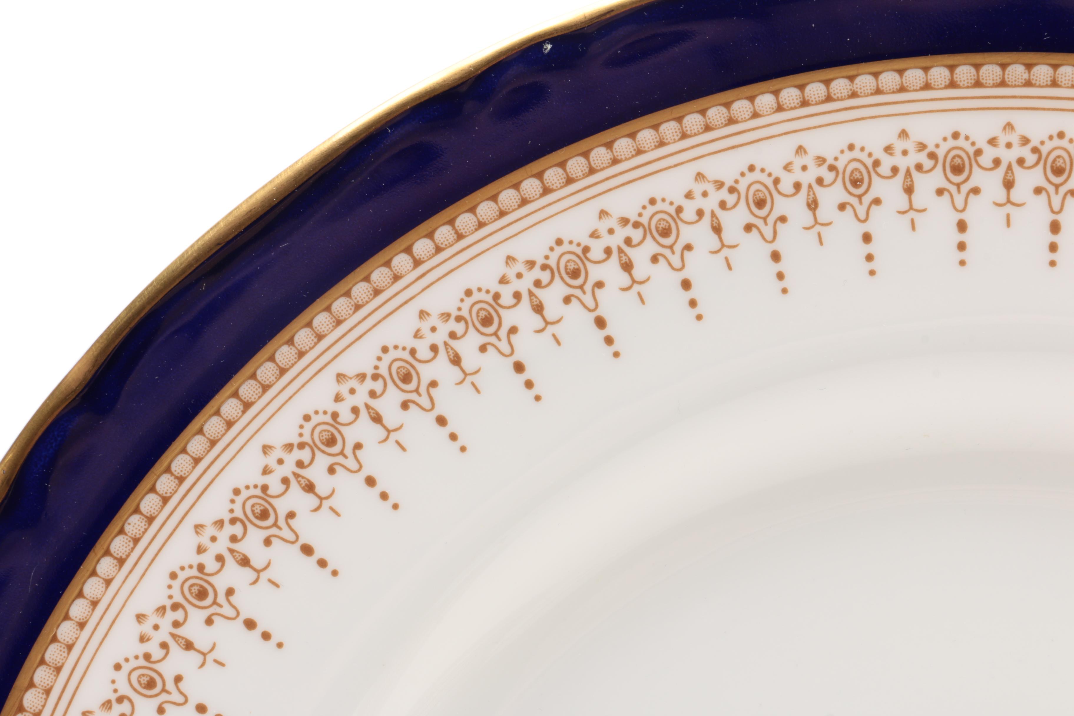 Royal Worcester "Regency" Cobalt Blue and Gold Bone China Dinnerware