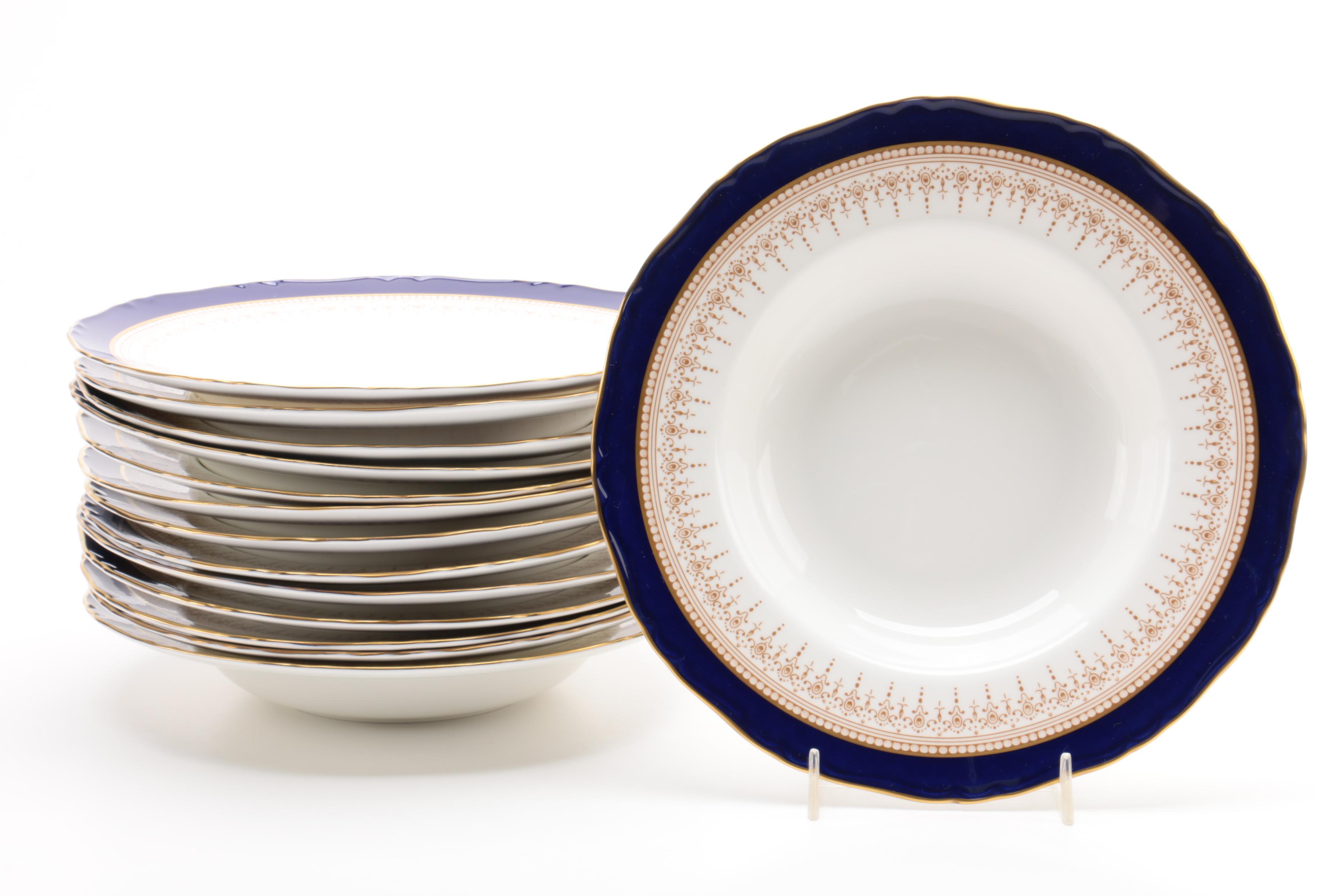 Royal Worcester "Regency" Cobalt Blue and Gold Bone China Dinnerware