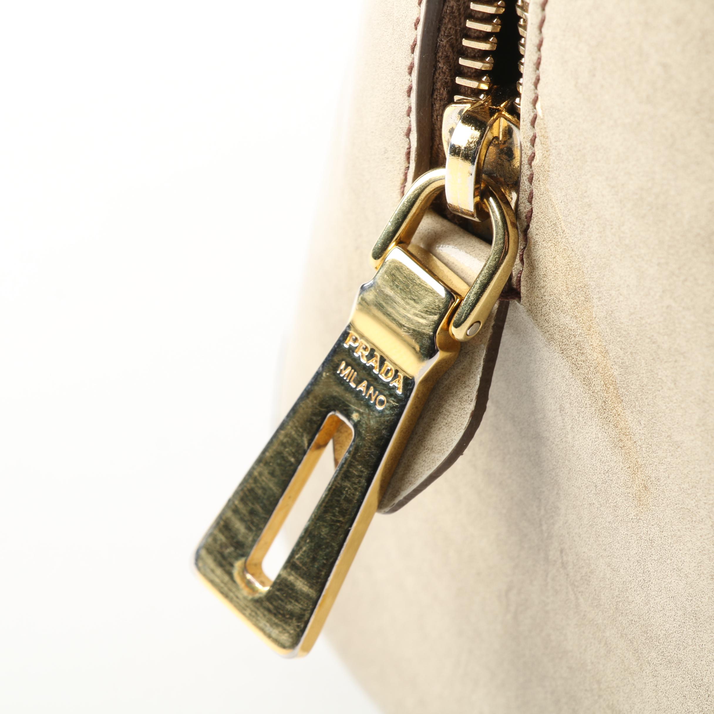 Prada Milano Taupe Patent Leather Satchel Handbag