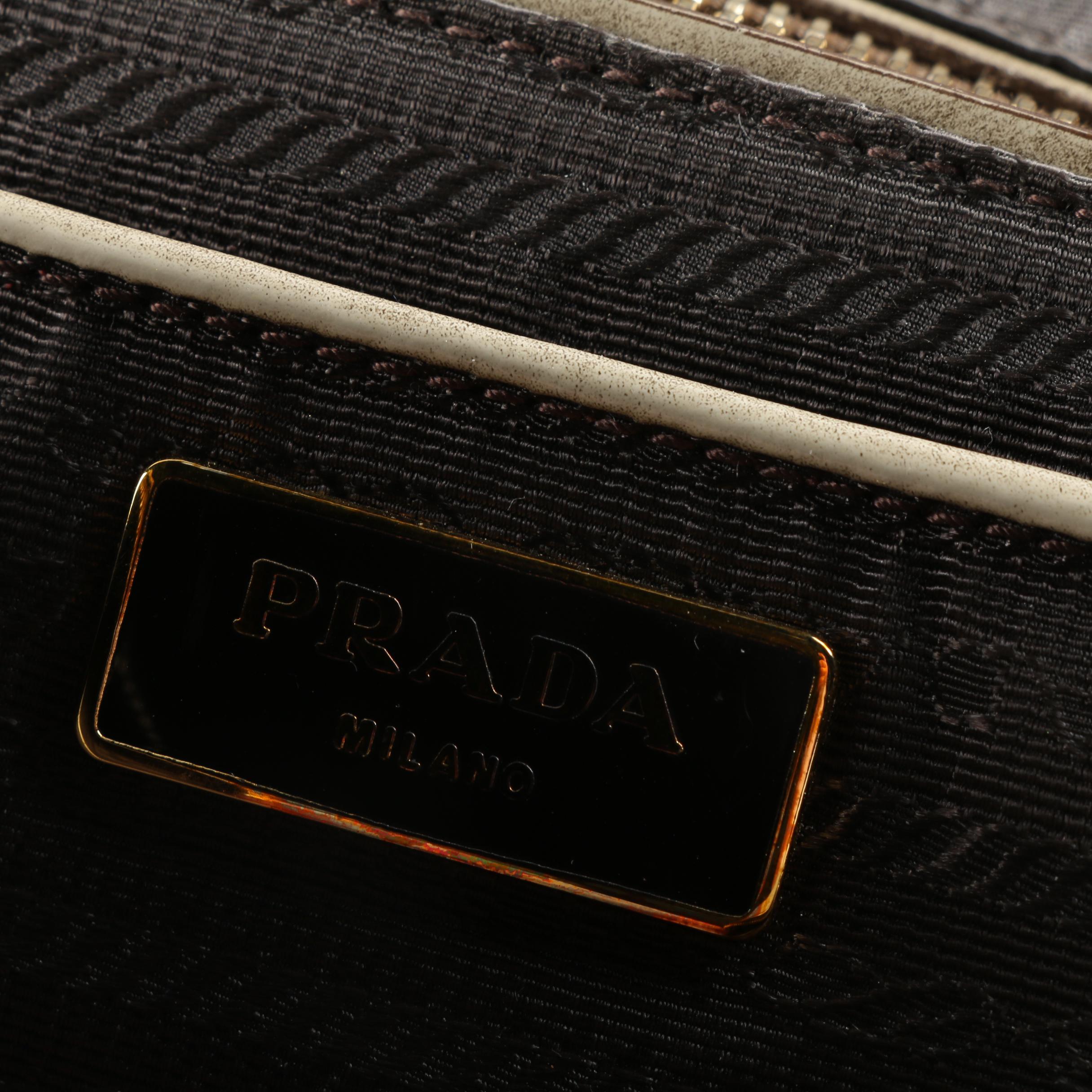 Prada Milano Taupe Patent Leather Satchel Handbag