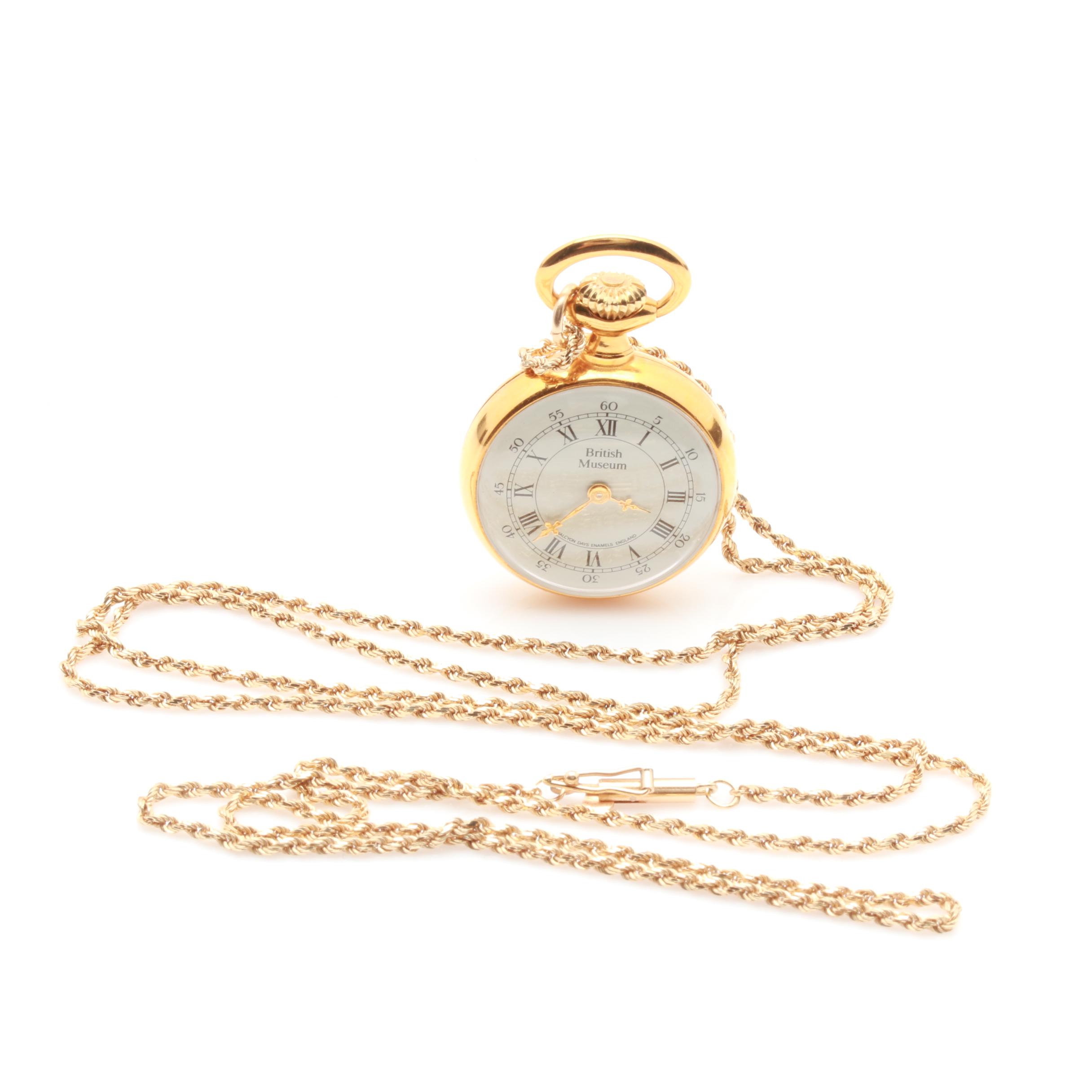 British Museum Halcyon Days Enamels England 14K Pendant Pocket Watch