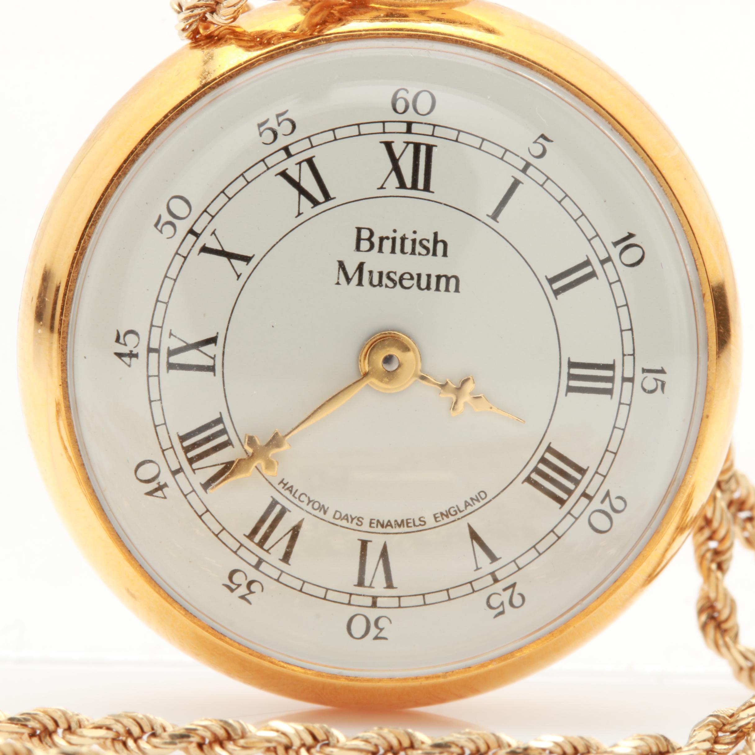 British Museum Halcyon Days Enamels England 14K Pendant Pocket Watch