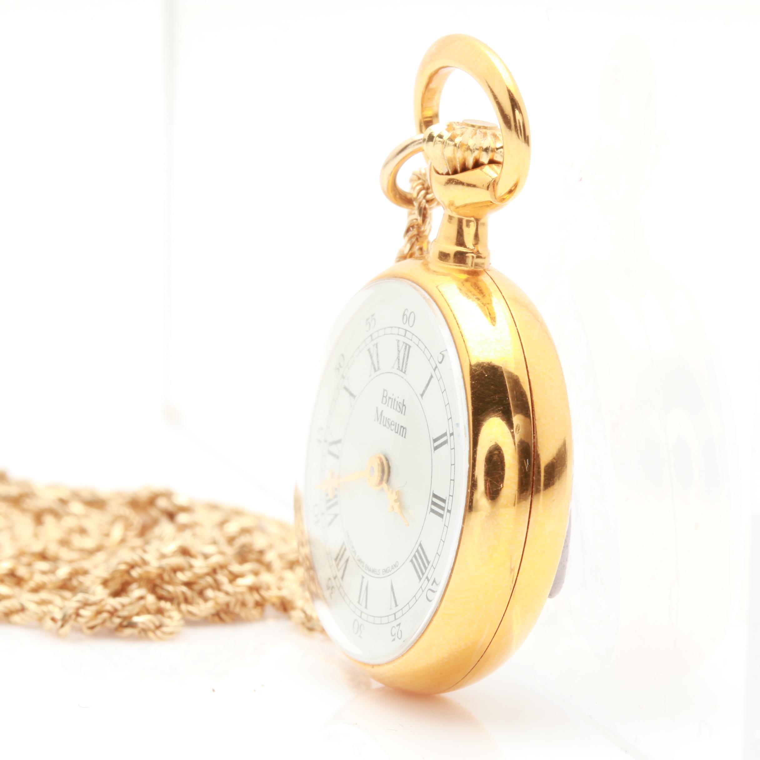 British Museum Halcyon Days Enamels England 14K Pendant Pocket Watch