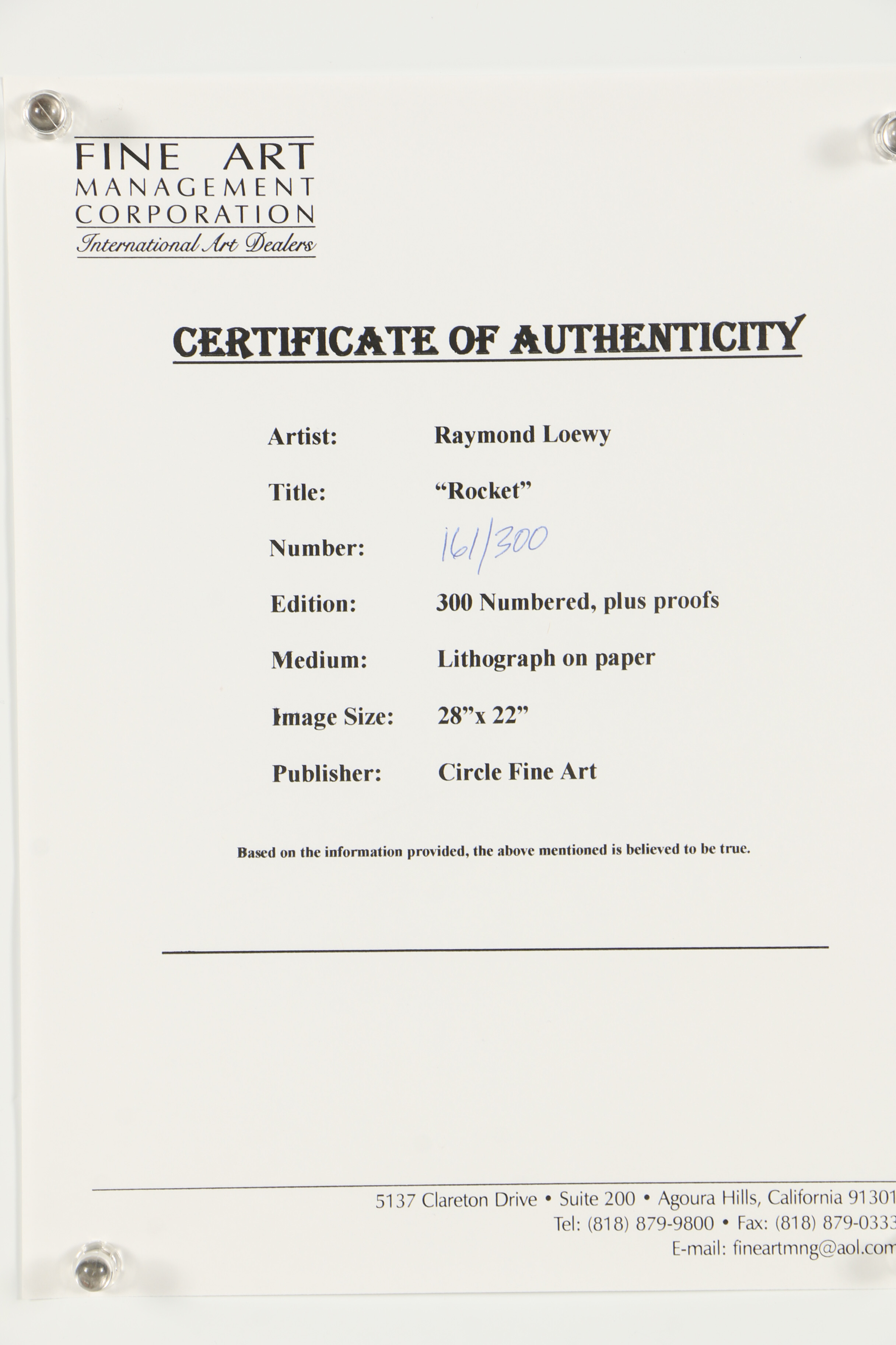 Raymond Loewy Lithograph "Rocket"