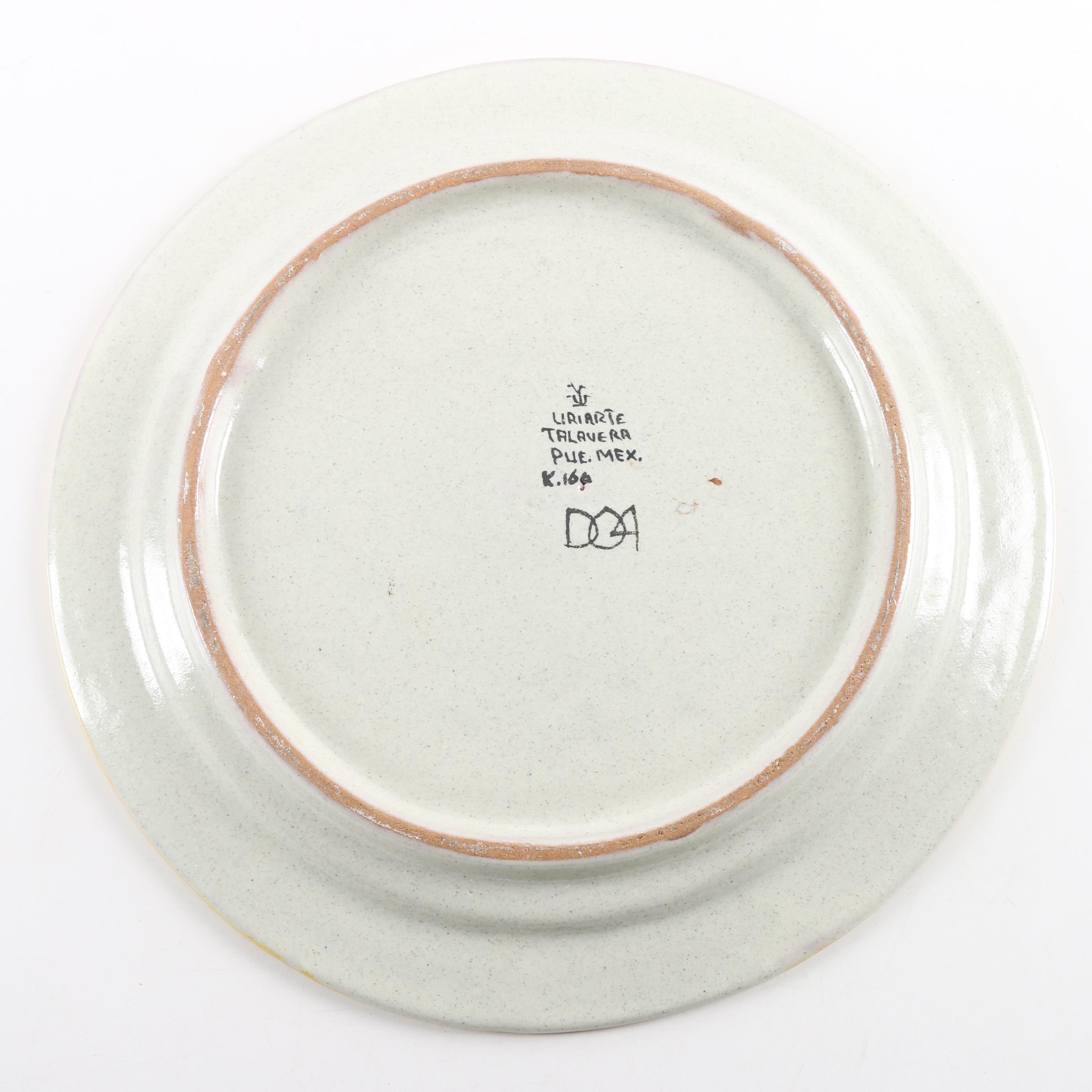 Hand-Painted Mexican Ceramic Plate with French Clog Salt Cellar