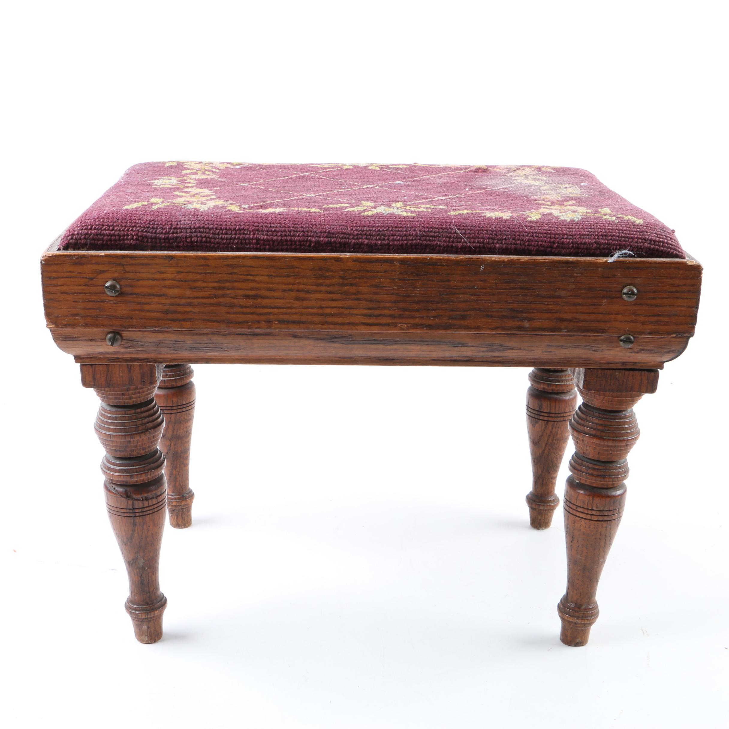 Vintage Needlepoint Footstool