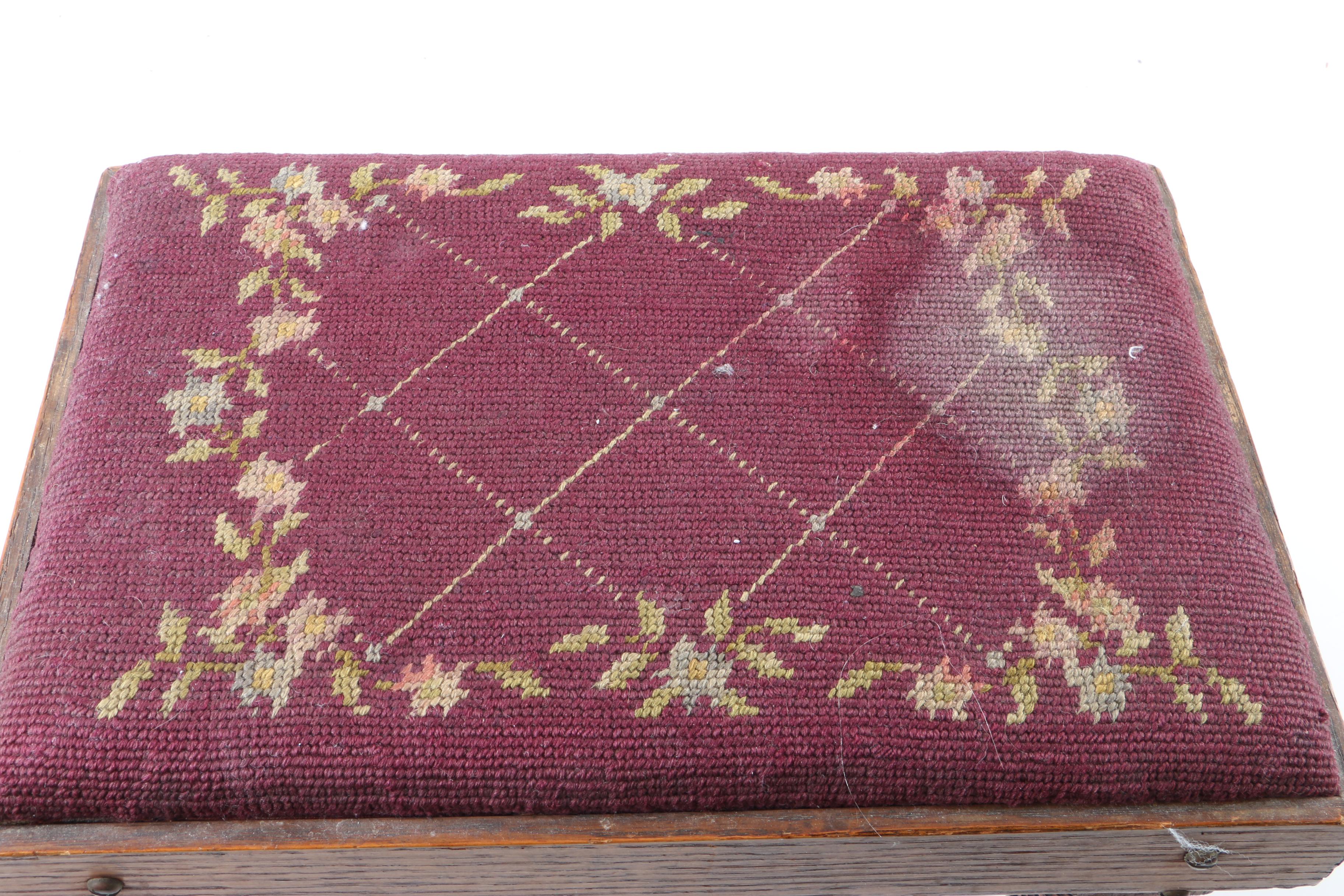 Vintage Needlepoint Footstool