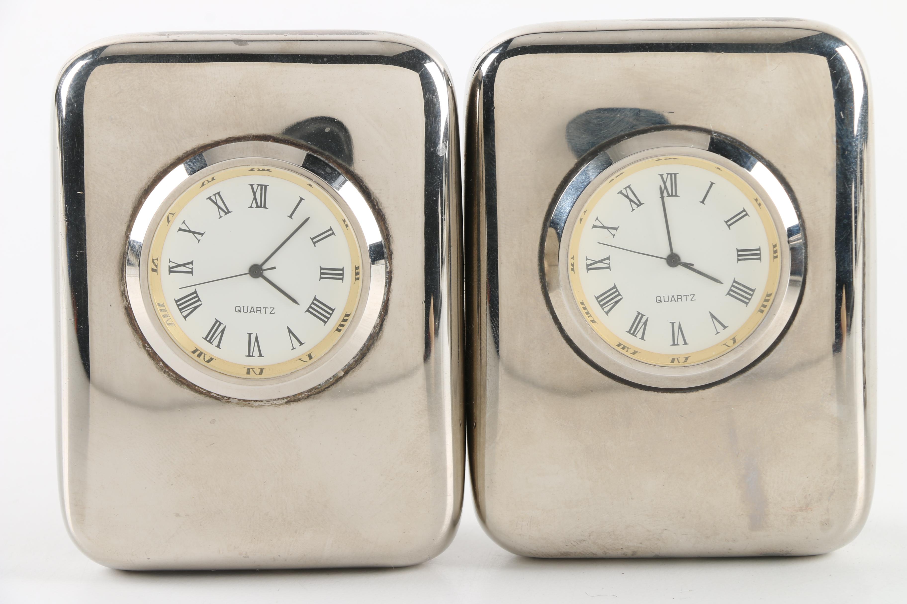 Silver Tone Shelf Clocks Including Brighton