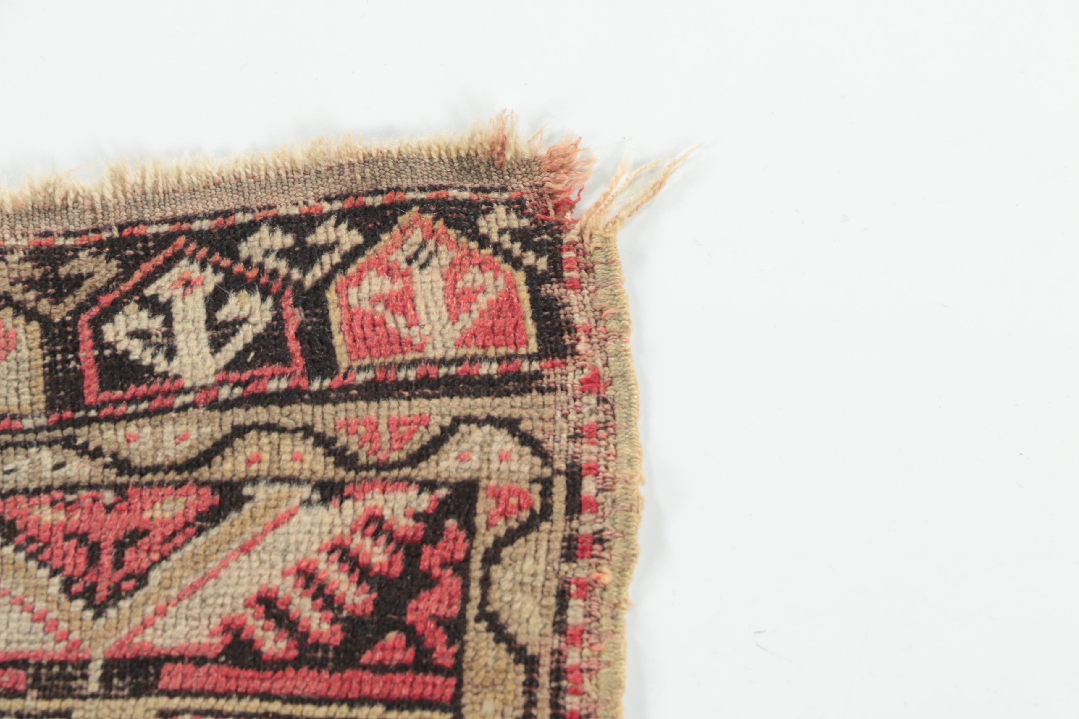 Antique Hand-Knotted Anatolian Wool Accent Rug